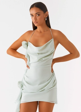 Wave Soft Diedre Rose Strappy Mini Dress - Sage