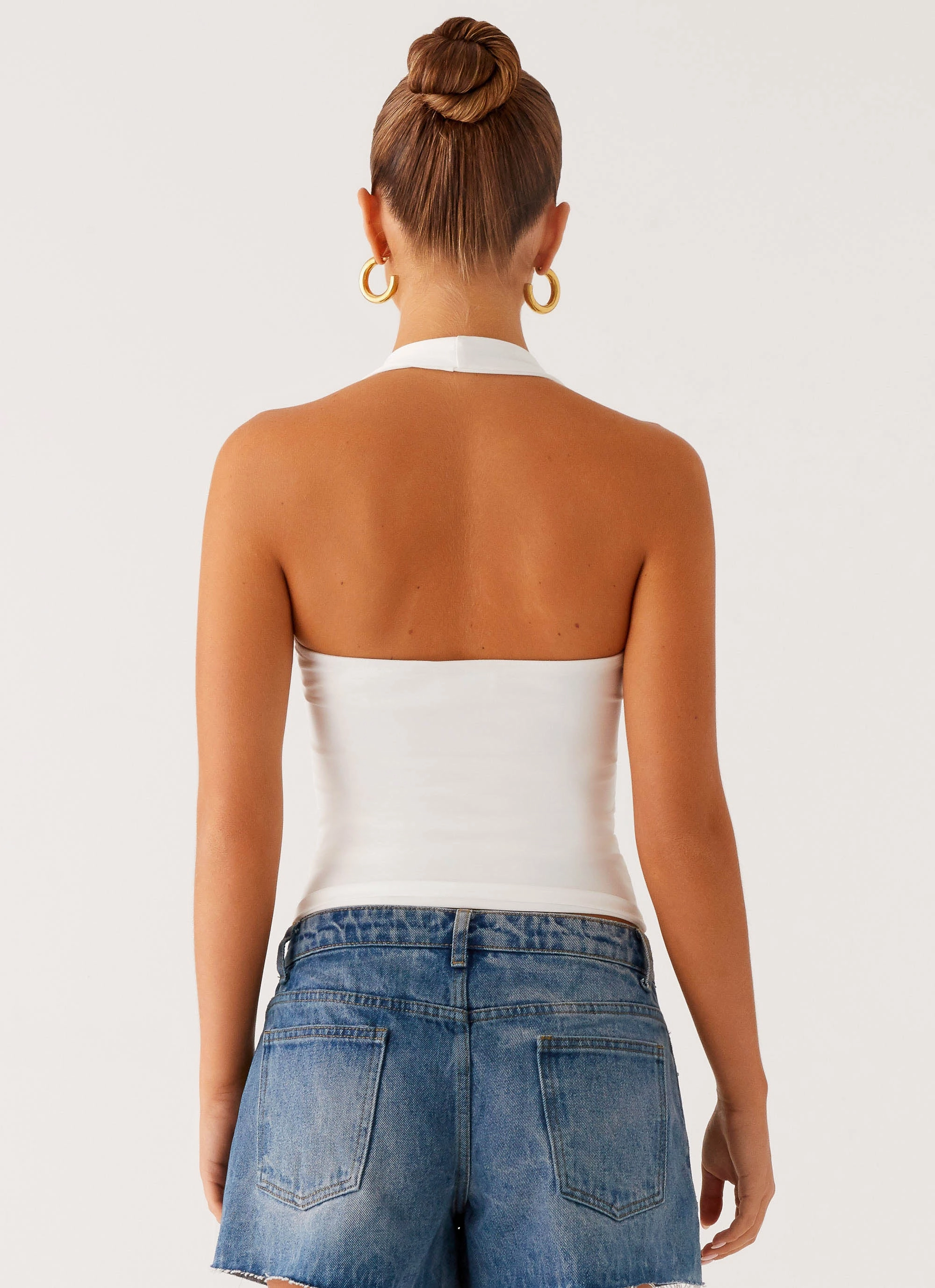 Diego Halter Top - Off White BreathableMeshPanel