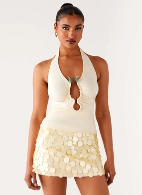 Summer Dress FrictionResistant Fabric Diego Halter Top - Yellow