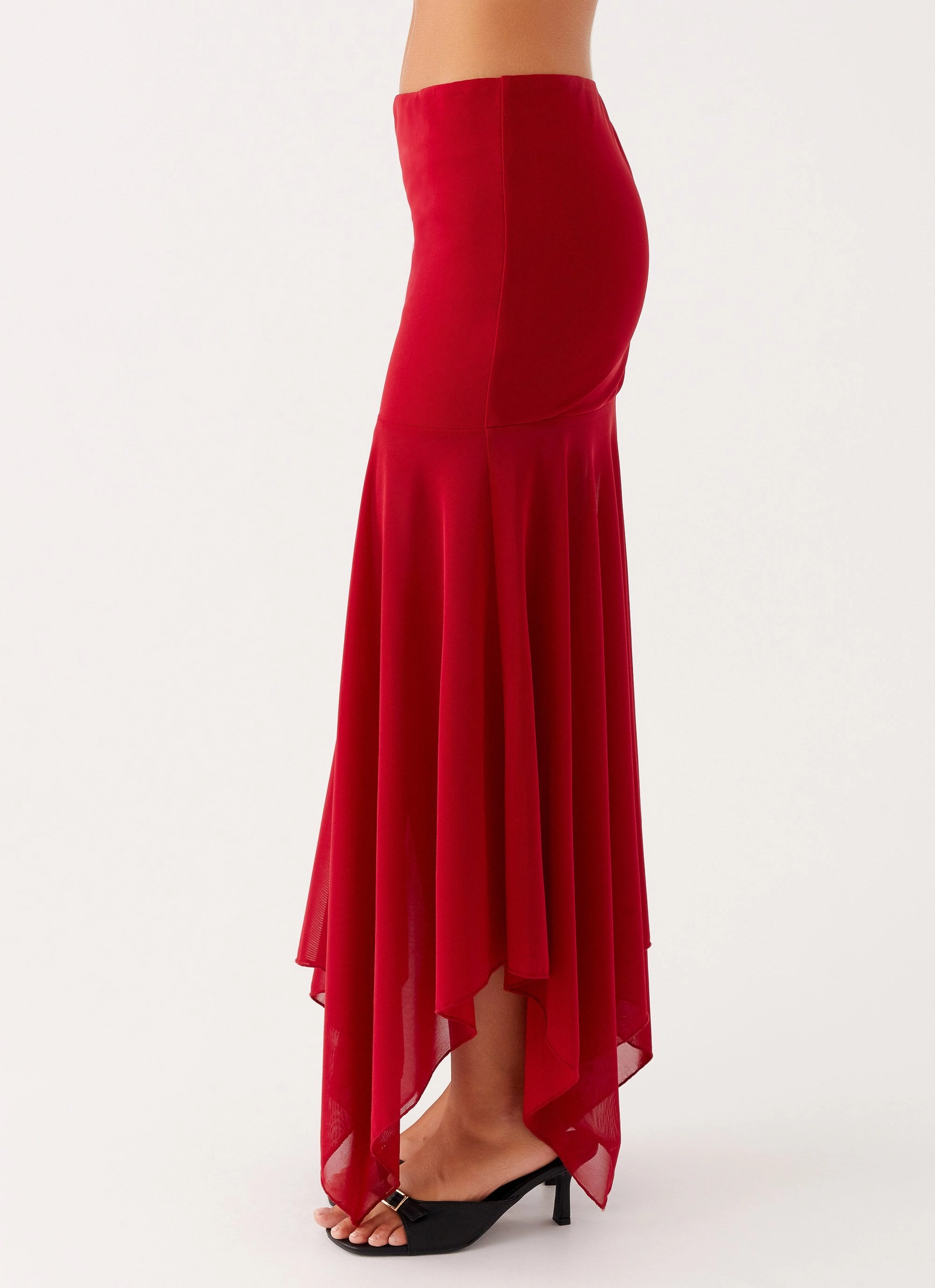 Casual Comfort Fit Easy Match Dionne Maxi Skirt - Red