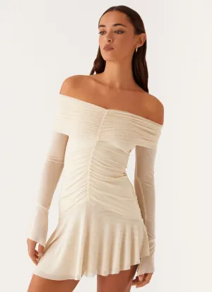 Ellis Ruched Mini Dress - Pastel Yellow ReinforcedHem