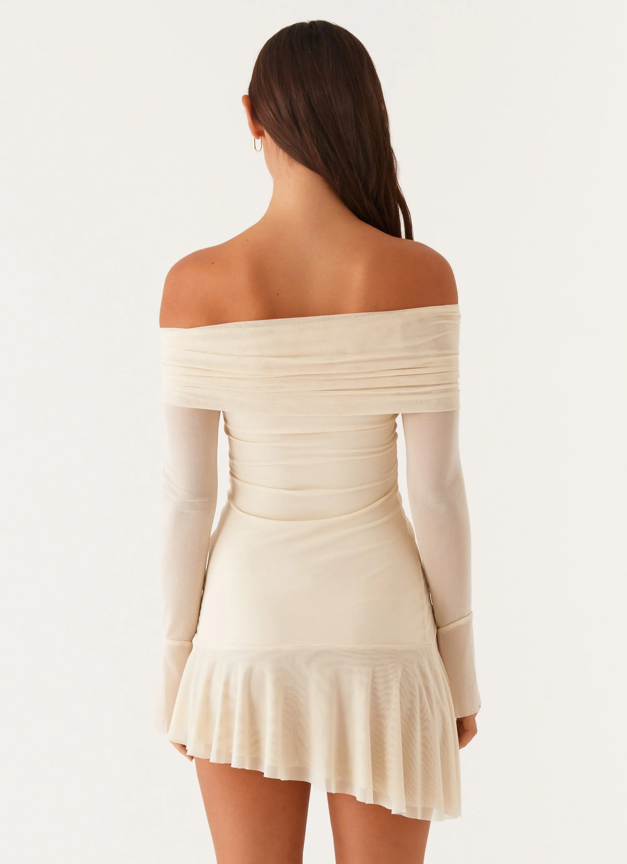 Ellis Ruched Mini Dress - Pastel Yellow Soft Tone Monochrome Mood