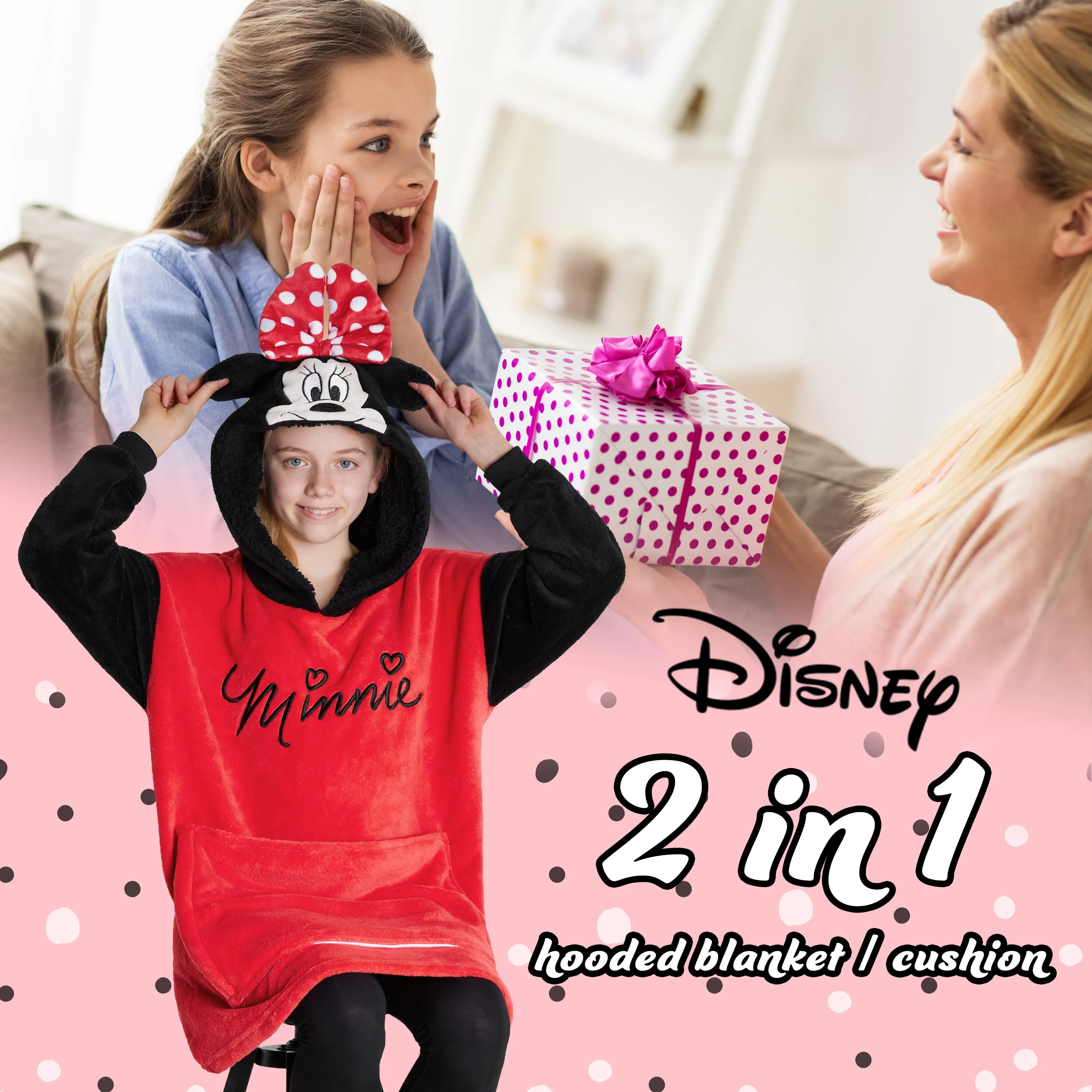 Disney Hoodie  for Kids -  2 in 1 Oversized Fleece Hoodie - Red Minnie