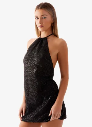 Sleek Volume Soft color Kingdom Sequin Mini Dress - Black