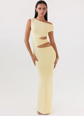 Margot One Shoulder Maxi Dress - Yellow Sharp Profile