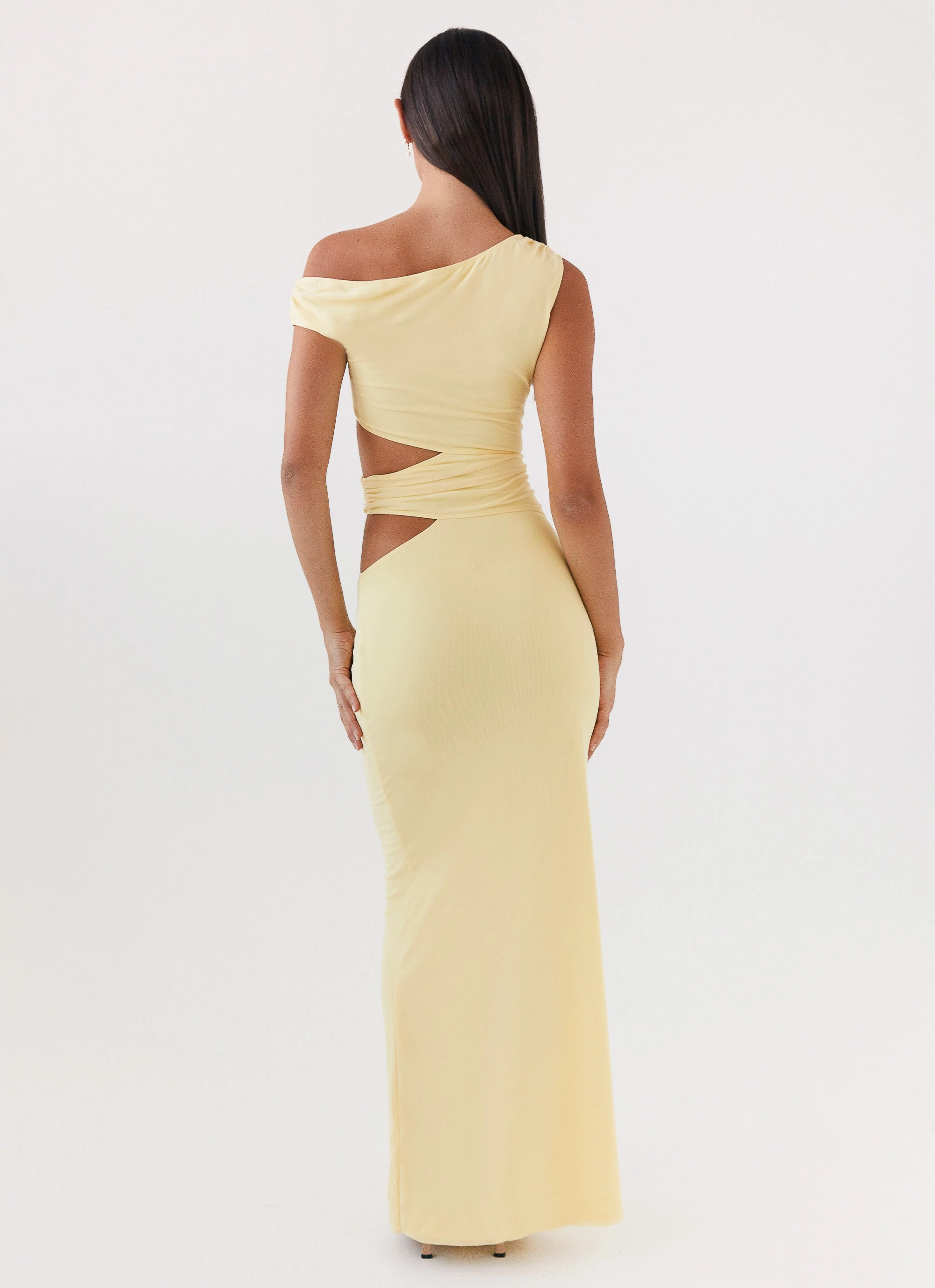 Daily Wear Smooth Drape Margot One Shoulder Maxi Dress - Yellow