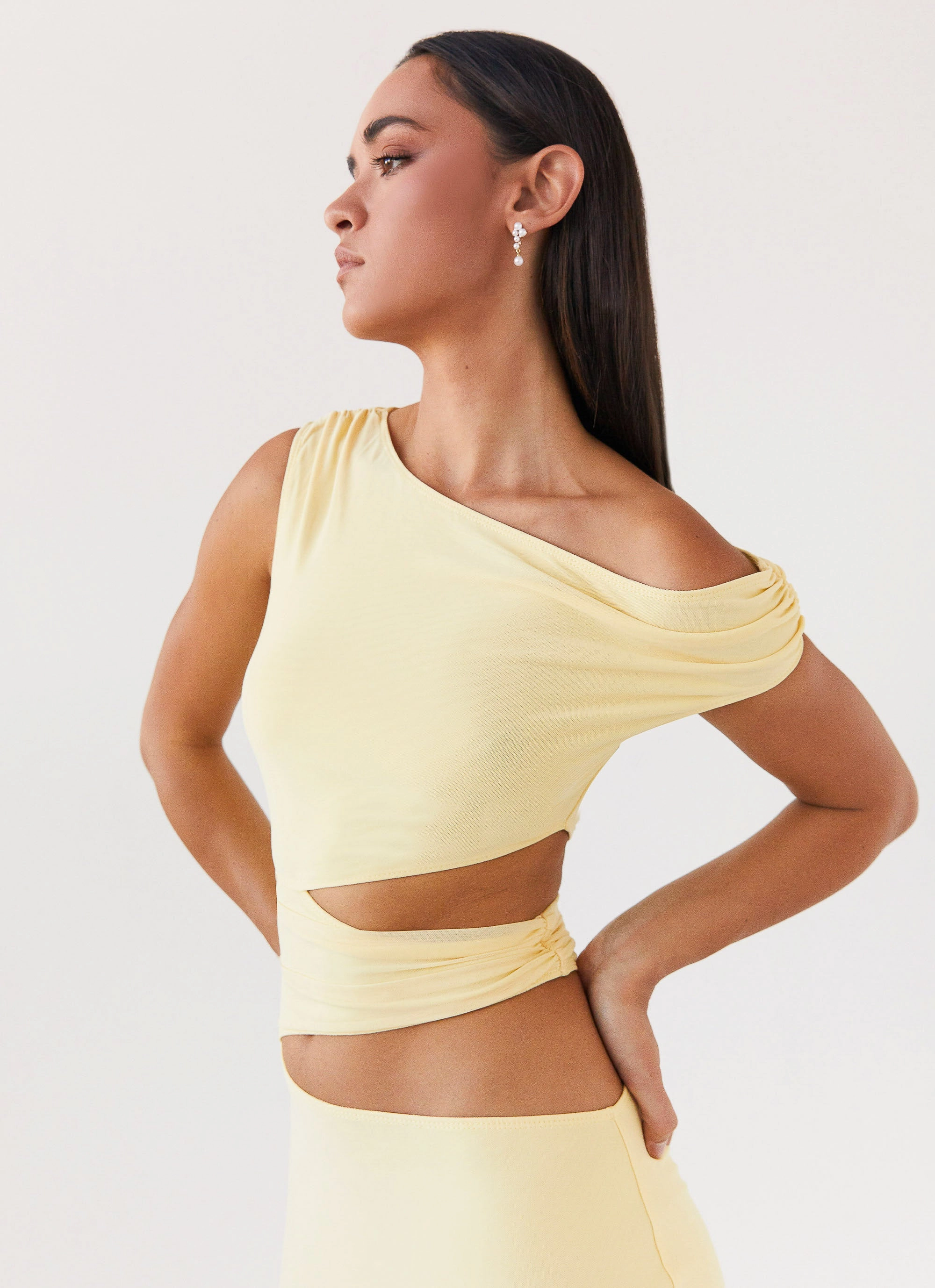 Margot One Shoulder Maxi Dress - Yellow Essential Style
