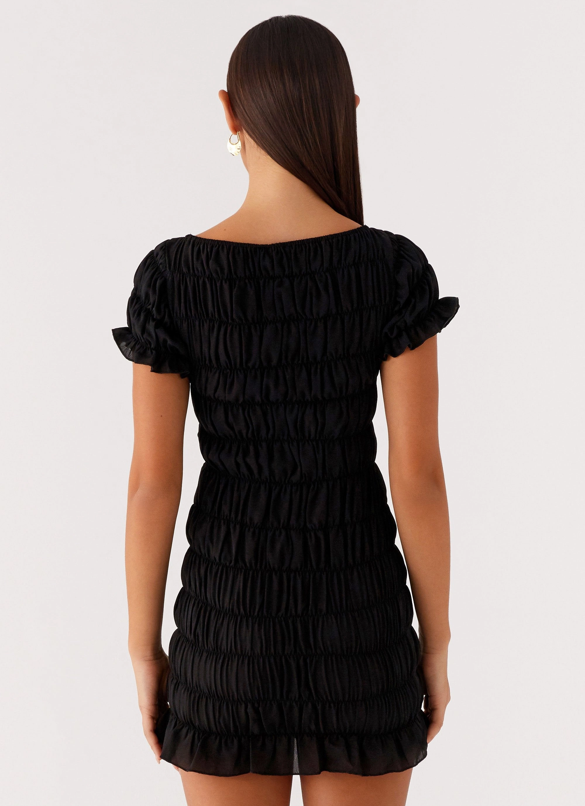 Rita Ruched Mini Dress - Black Tailored Layers Refined Stitch