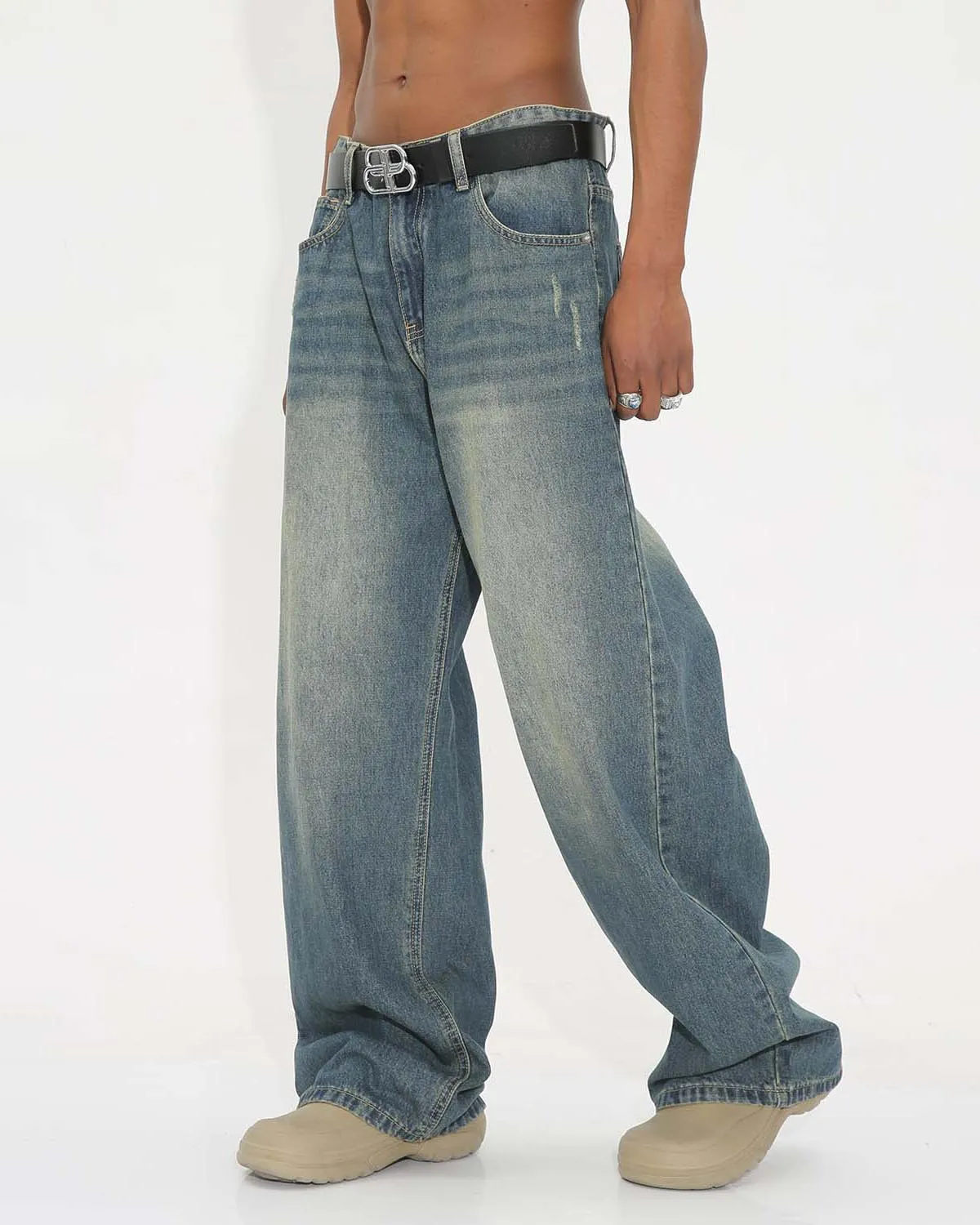 Distressed Loose-Fit Jeans