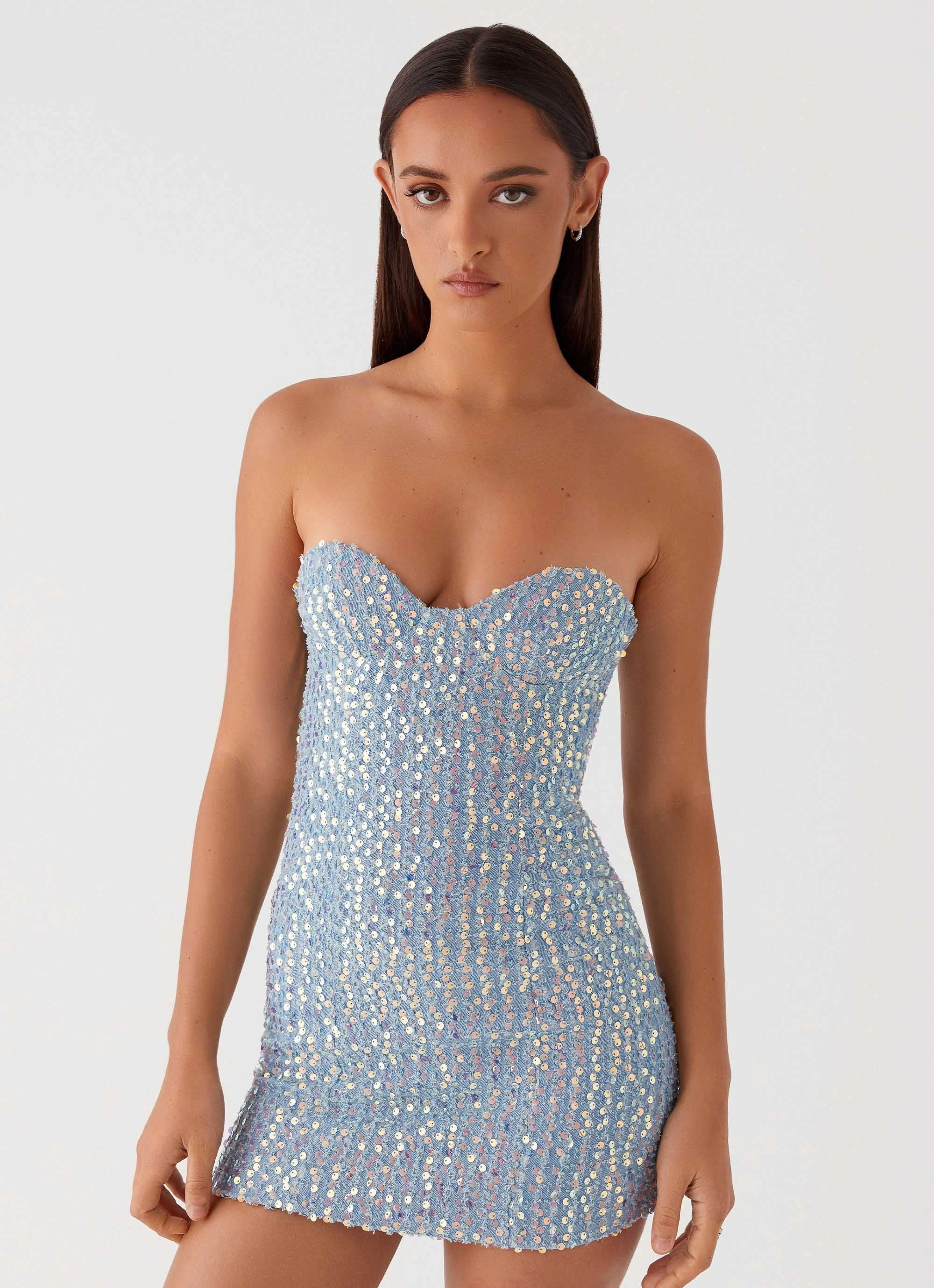 Casual Days Disturbia Sequin Mini Dress - Sequin Denim