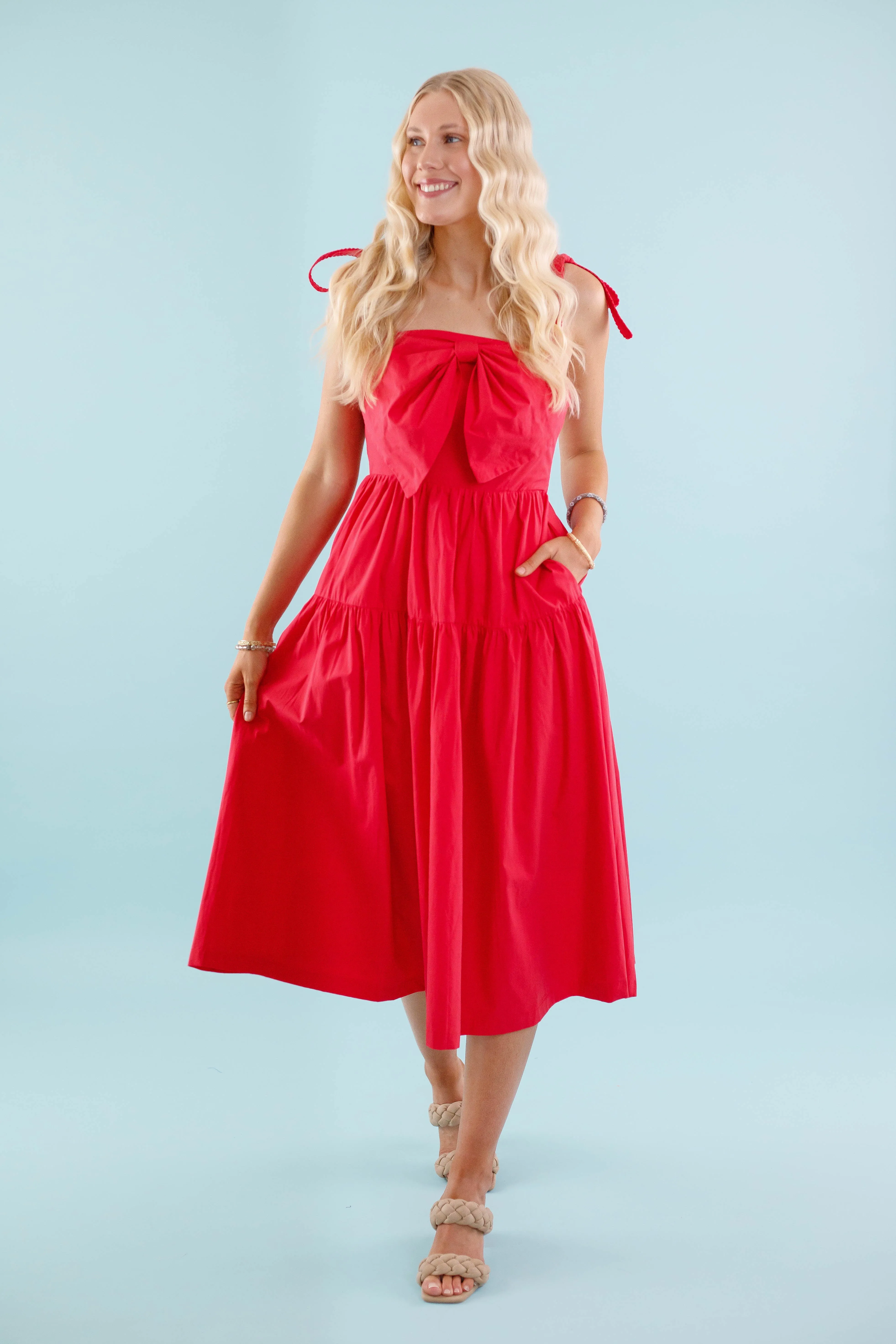 Dolled Up Midi Dress Bow Glow