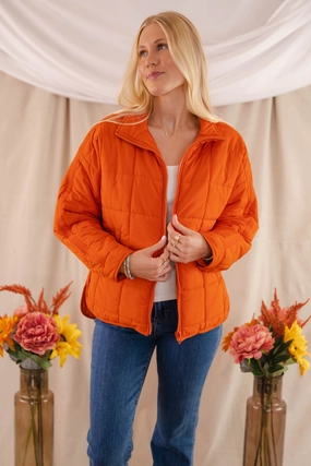 Tagless Neckline Design Moisture Wicking Fabric Don't Hesitate Puffer Jacket-Rust