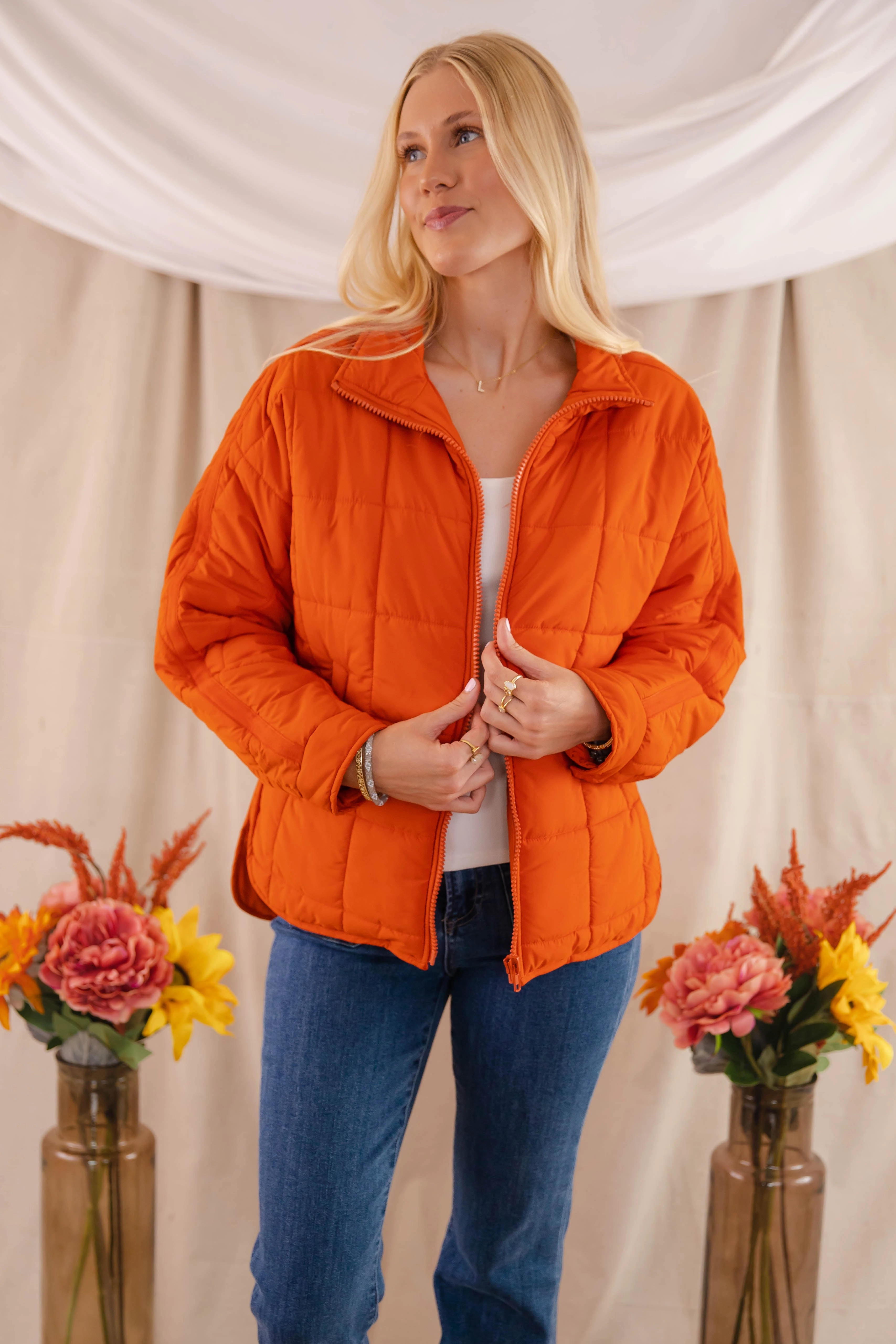 Tagless Neckline Design Moisture Wicking Fabric Don't Hesitate Puffer Jacket-Rust