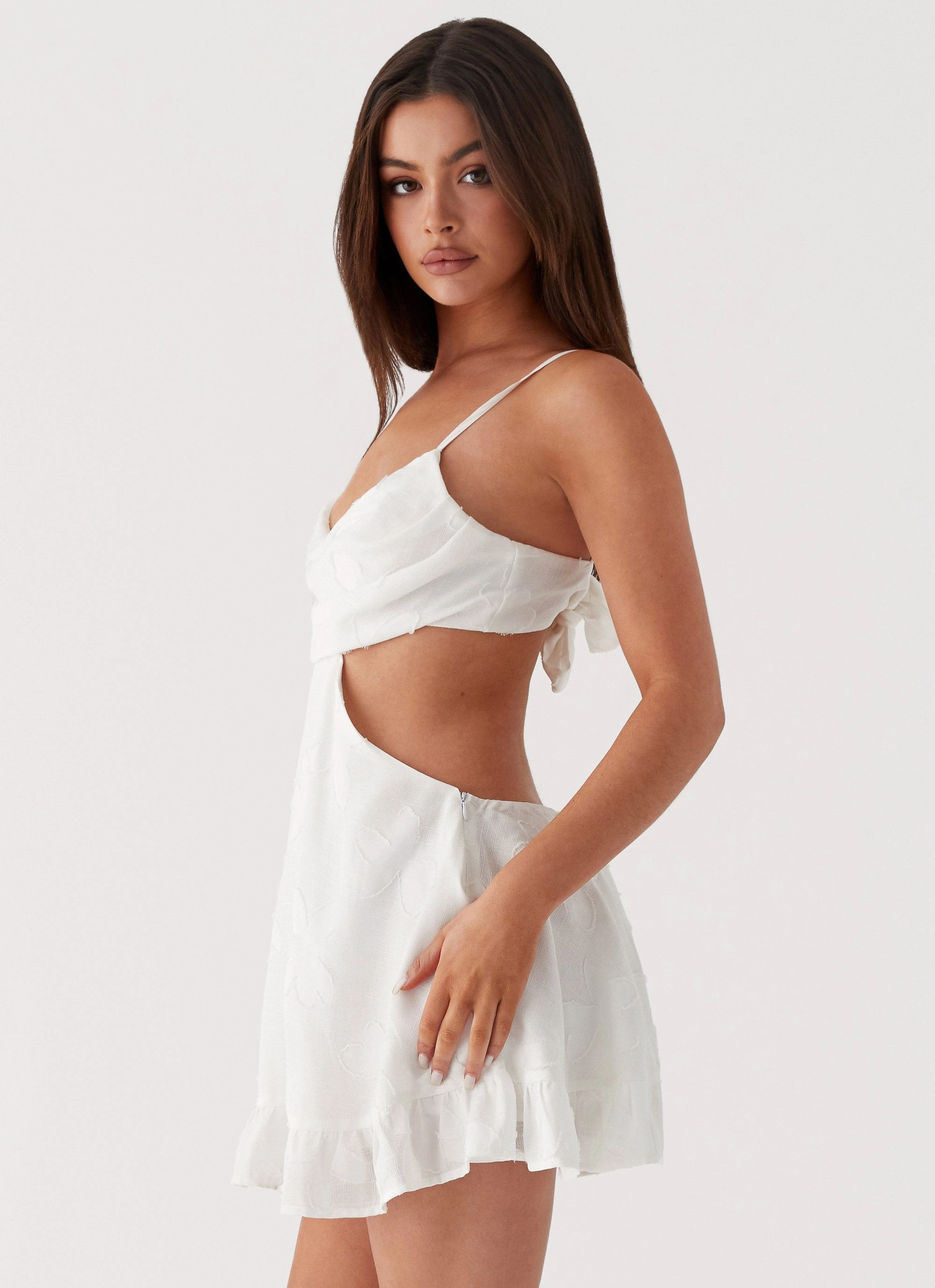 Dorothea Mini Dress - White LightweightMaterial Invisible-Zip