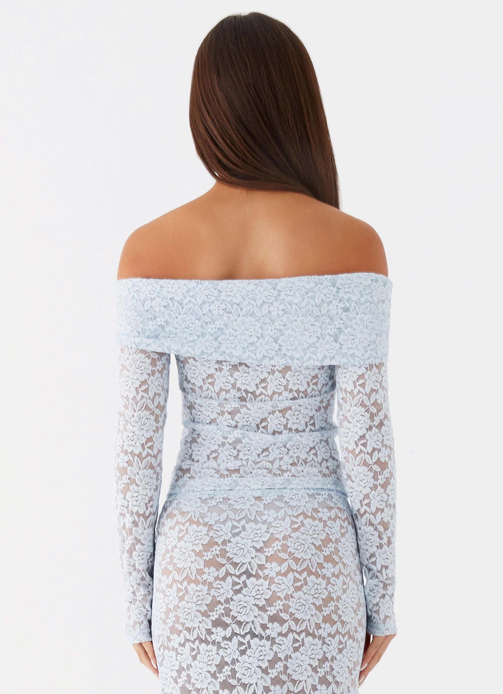 Zephyra Lace Long Sleeve Top - Blue Cloud Windproof Inner Layer