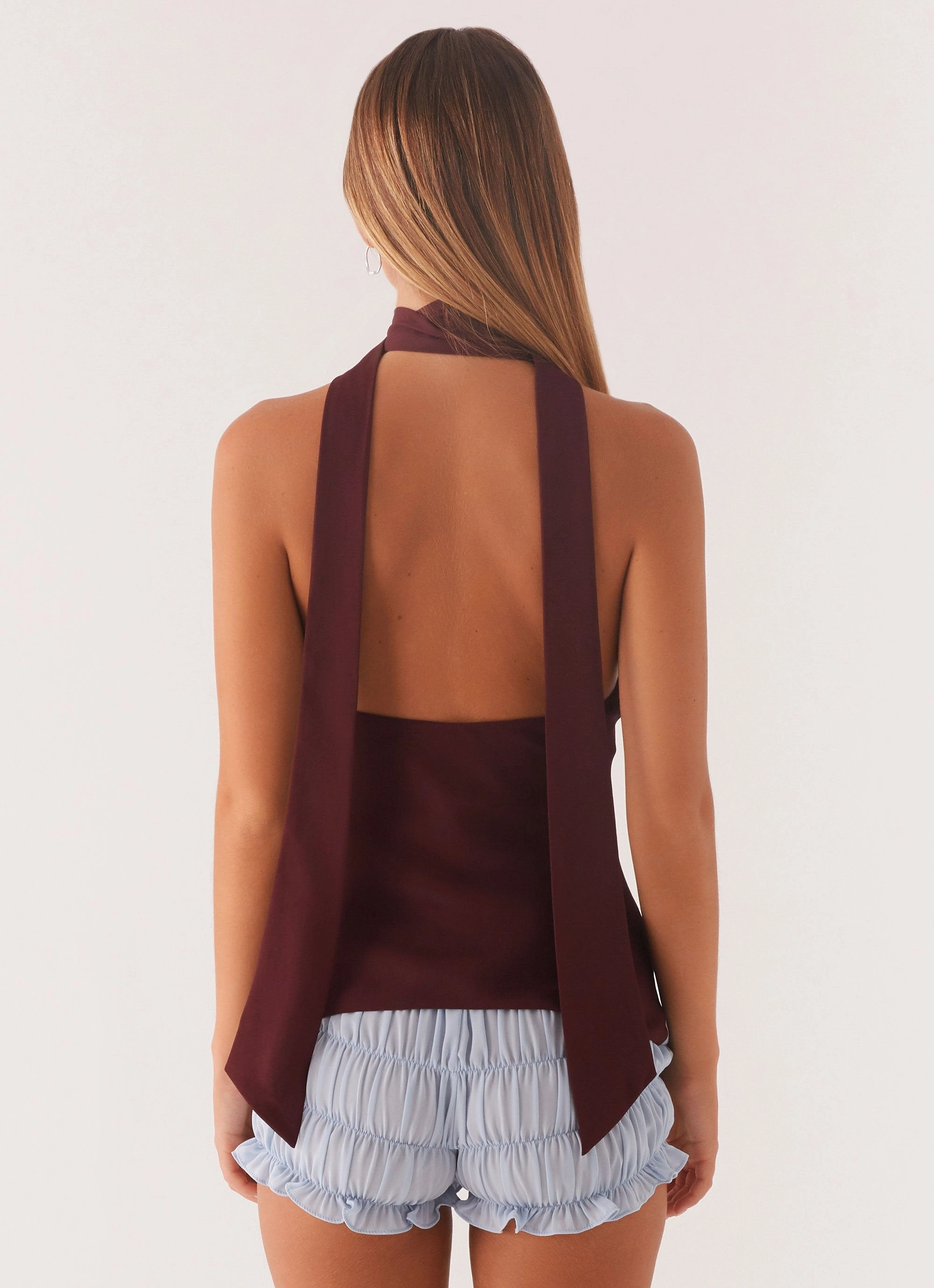Catarina Halter Top - Maroon Print QuickRelease Easy Care Fabric
