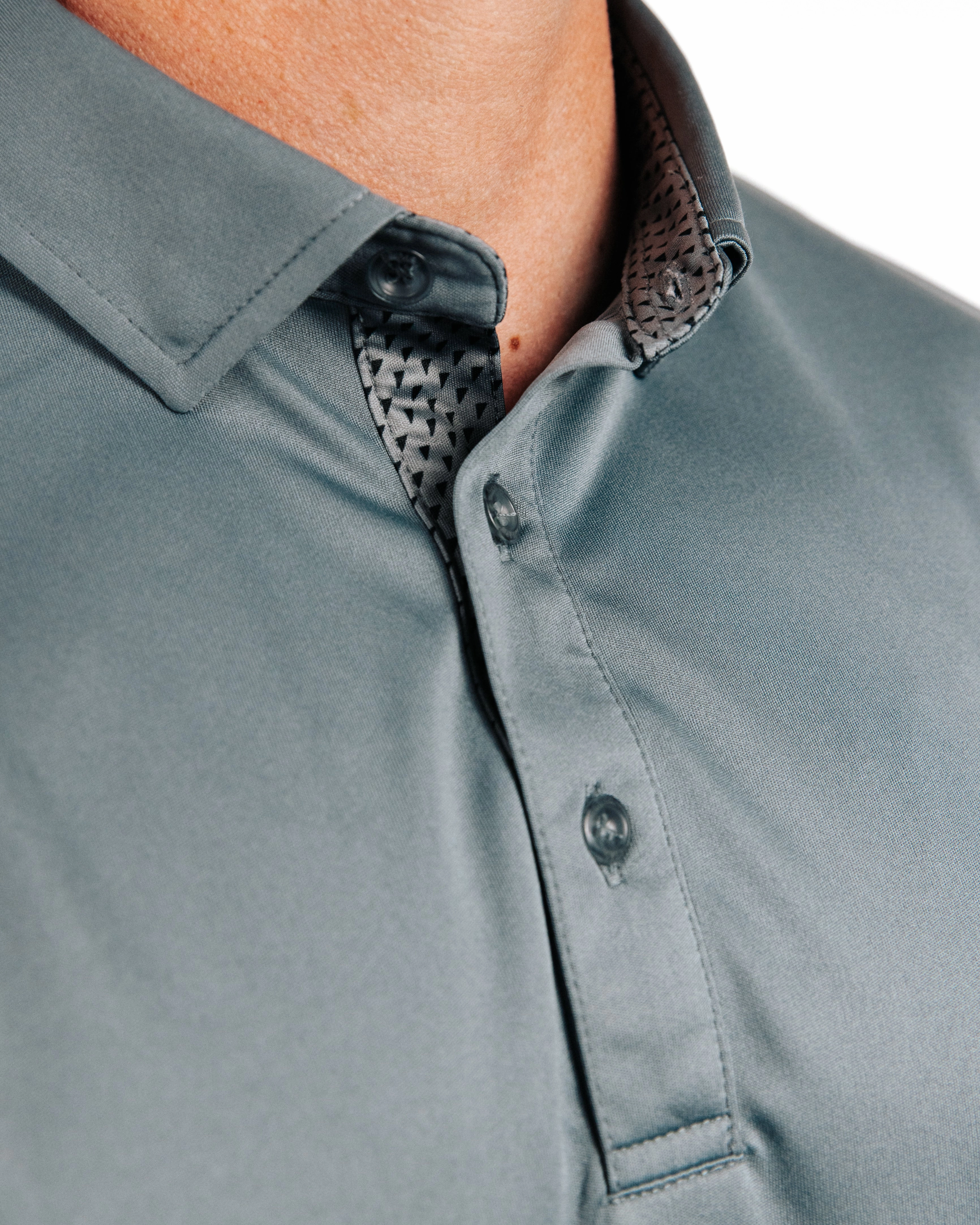 Textured Fabric Finish Gray Classic Polo