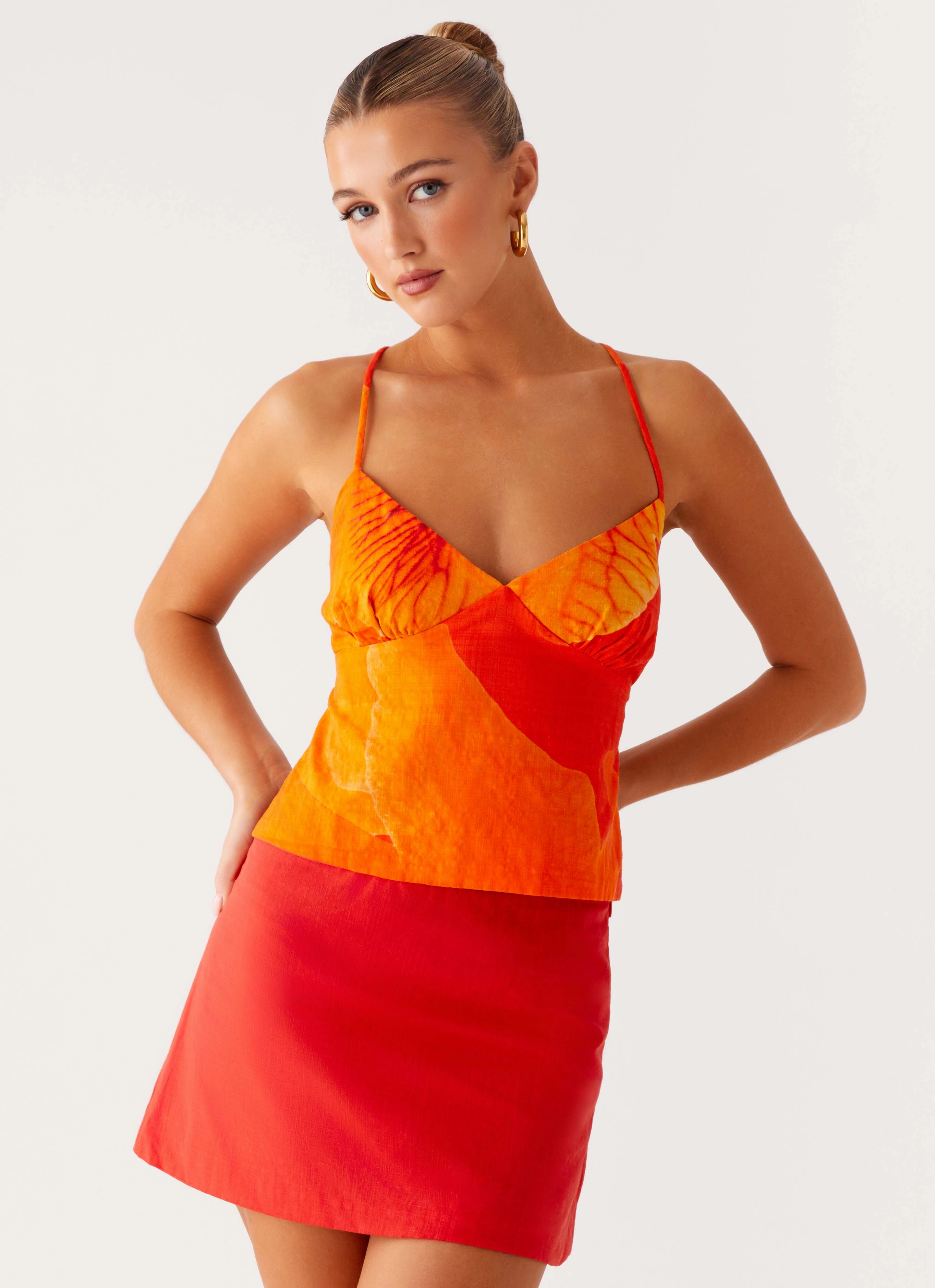 Sangria Top - Serene Orange BreathableMeshPanel