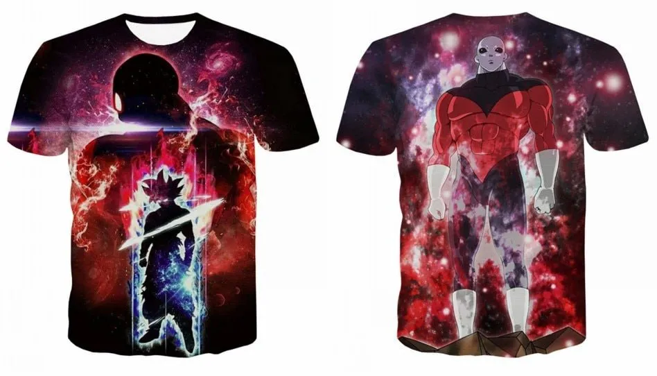 Dragon Ball Z Super Saiyan Goku Vegeta Printed Short Sleeve T-shirt Costume Summer Fashion Daily Casual Tee Shirts  Plus Size
