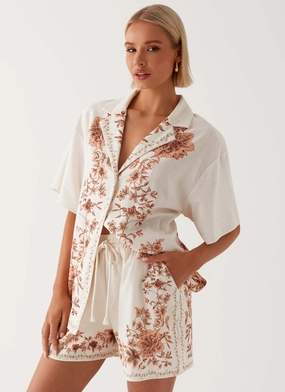 Dreamy Days Linen High Waisted Shorts - Ivory City Style Classic Urban Wear