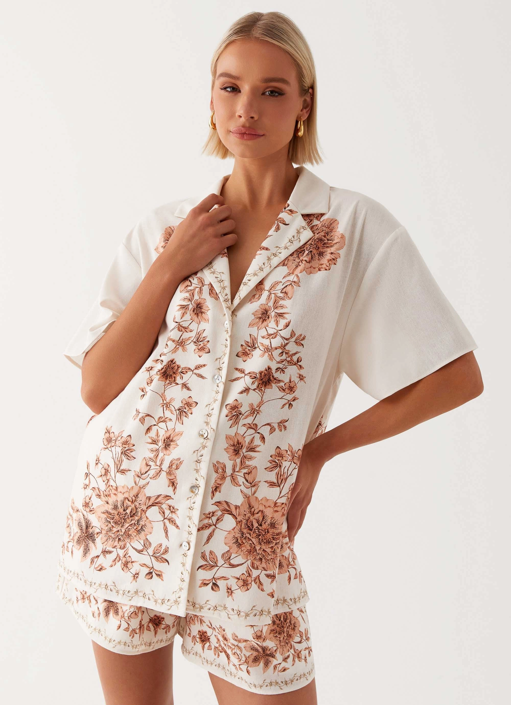 Adjustable Hem Dreamy Days Oversized Linen Shirt - Ivory
