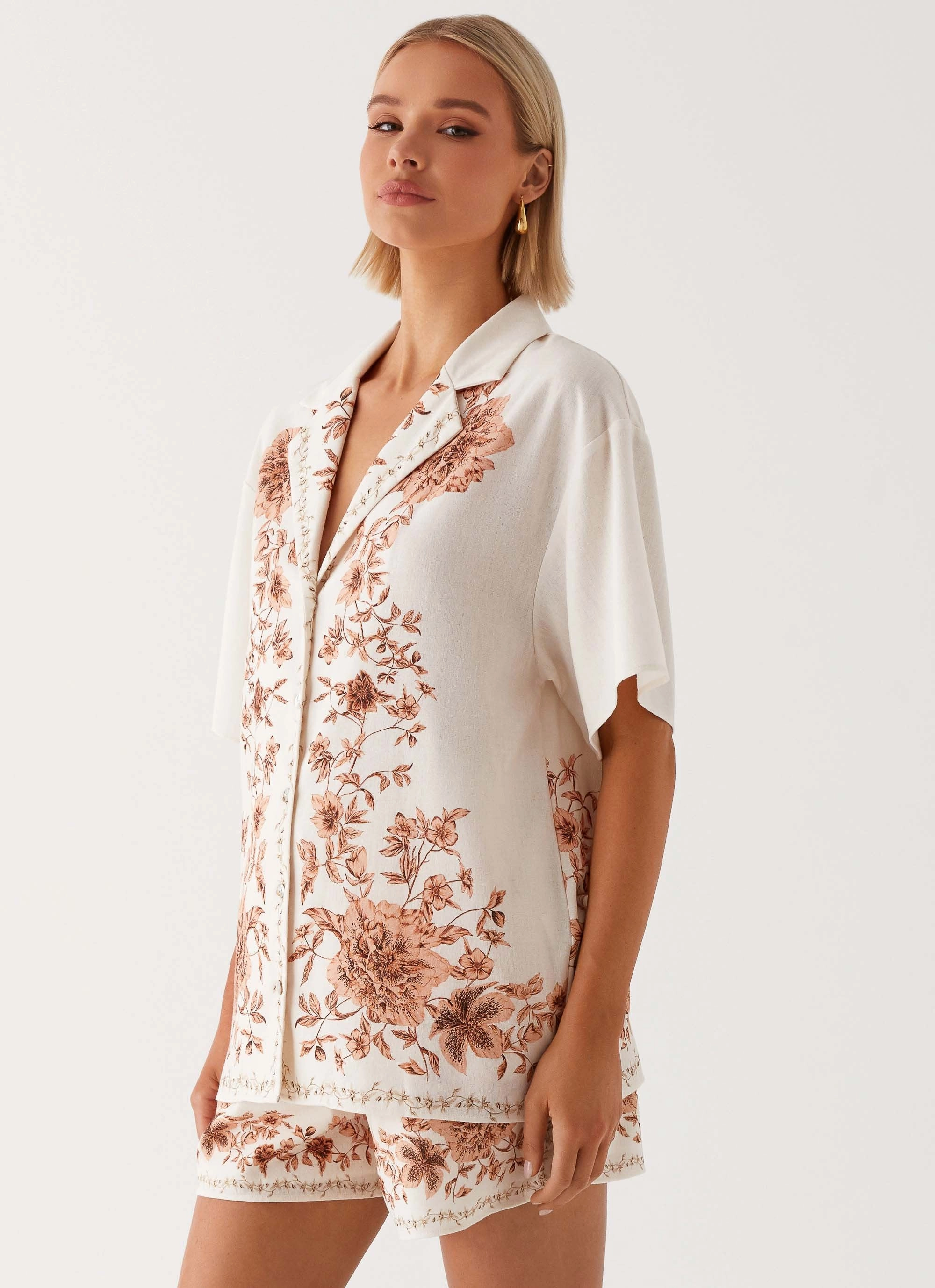 Stylish Comfort Abrasion Resistant Edging Dreamy Days Oversized Linen Shirt - Ivory
