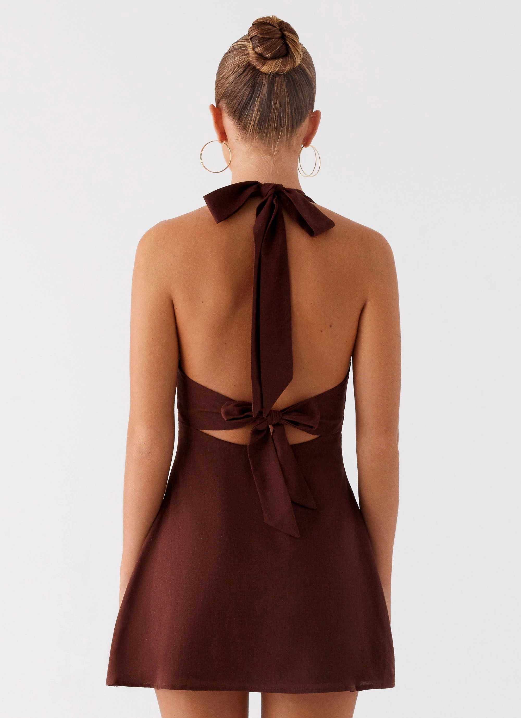 Cozy Style Calm Fit Heavy Hearted Linen Mini Dress - Brown