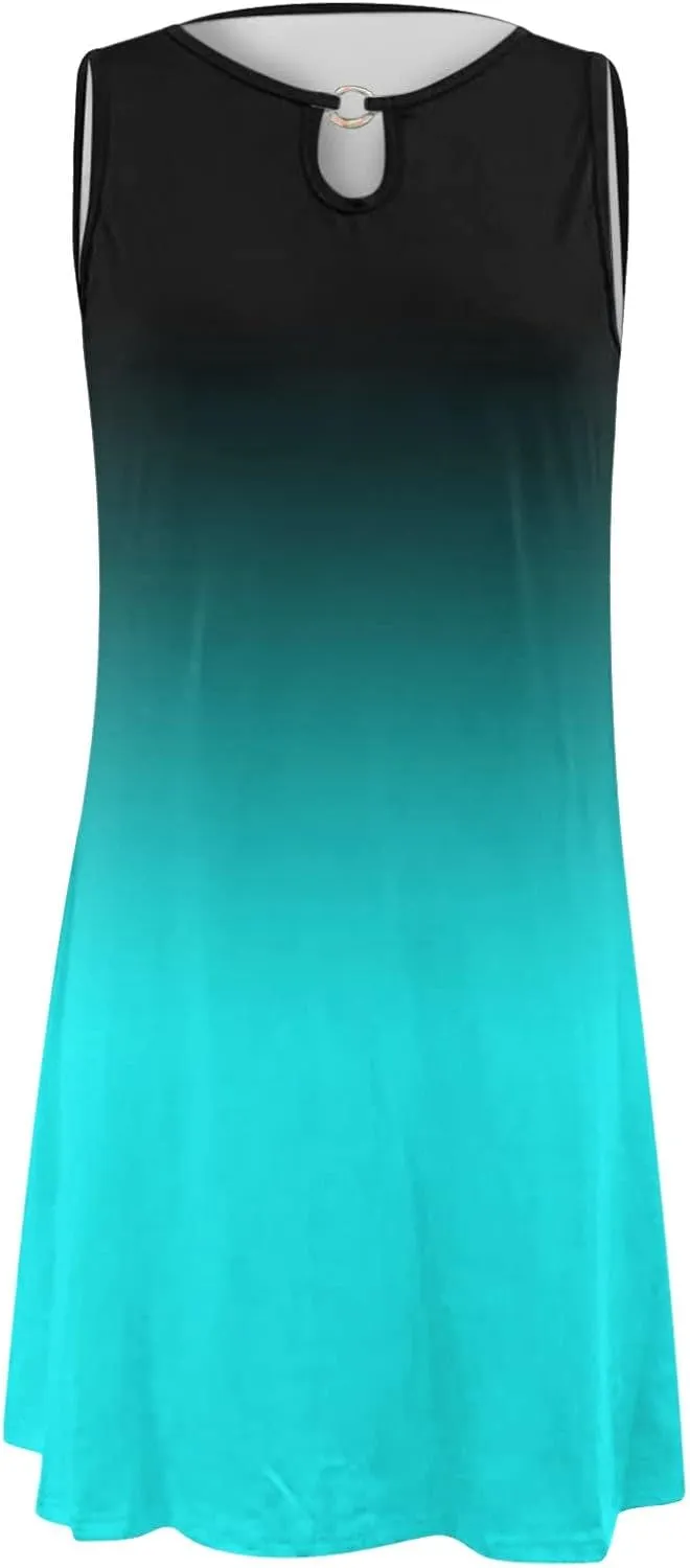 Dresses for Women 2024 Casual Short Sundress Printed Crewneck Sleeveless Tank Dress A Line Sun Dress Summer Dresses