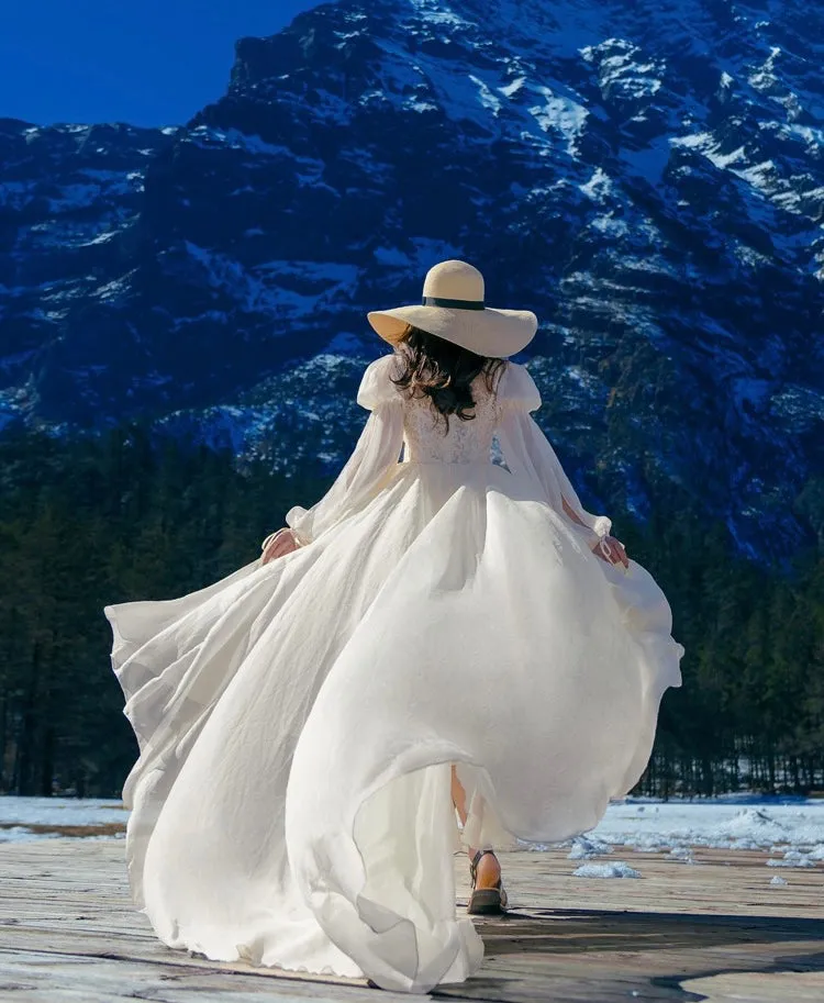 Drifting in The Breeze Romantic Royalcore Long Train Dress