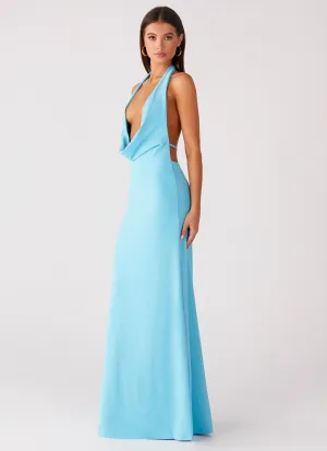Driftwood Cowl Maxi Dress - Turquoise Editor??s-Pick Smooth Curve