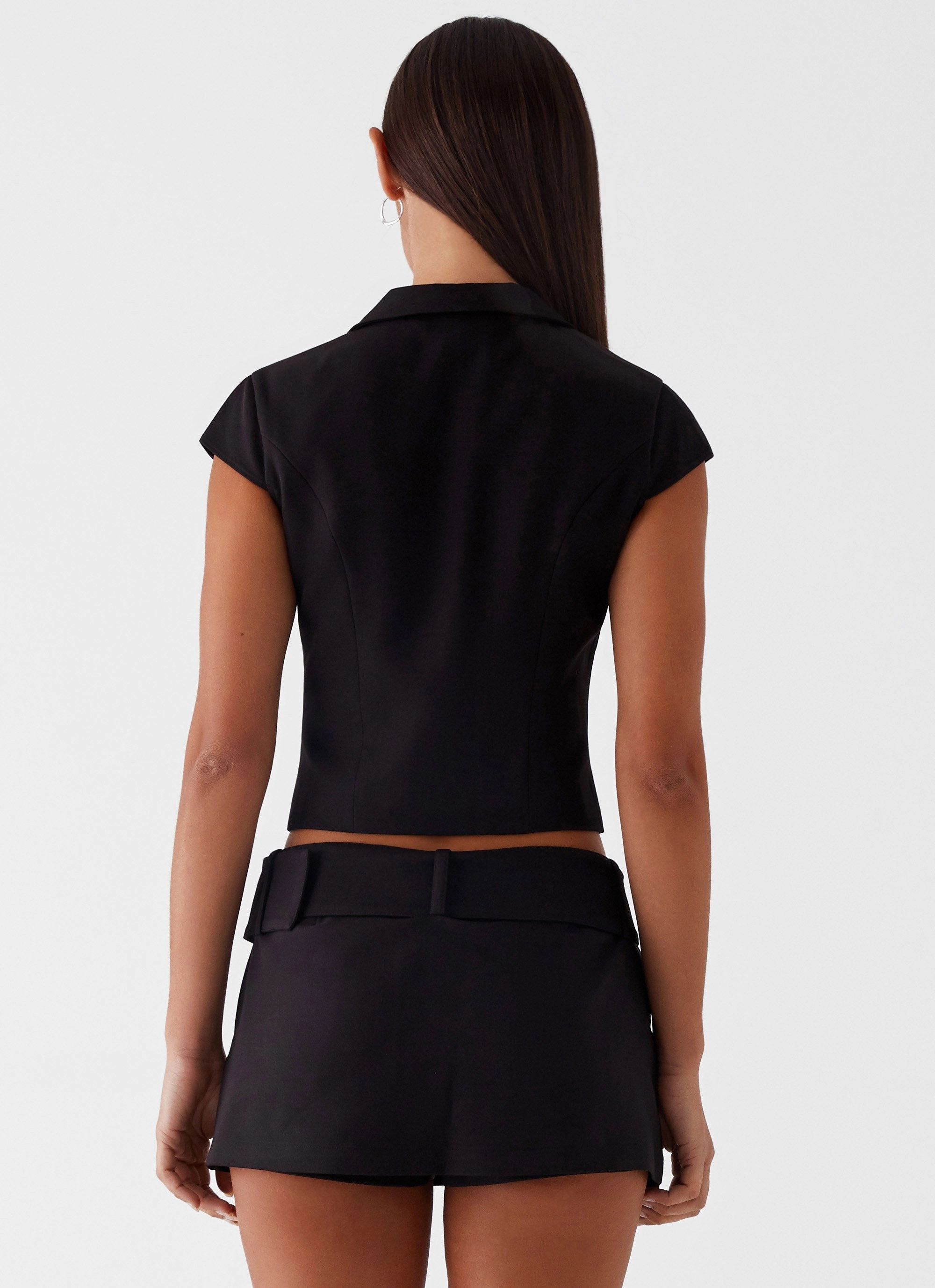 Breathable Ventilation TearResistant Eadie Tie Front Top - Black
