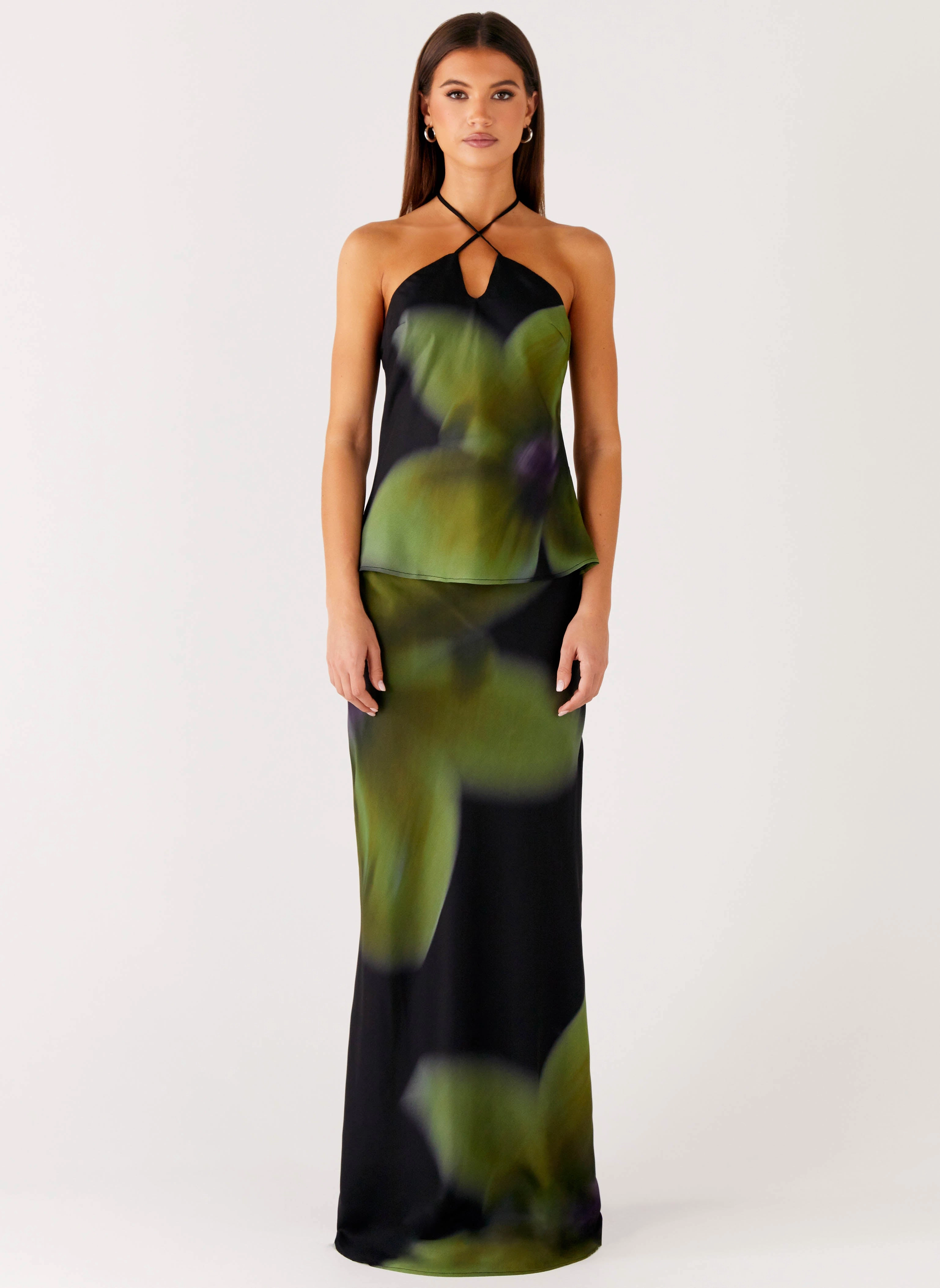 Double Stitched Seams Rosetta Top - Lime Flower