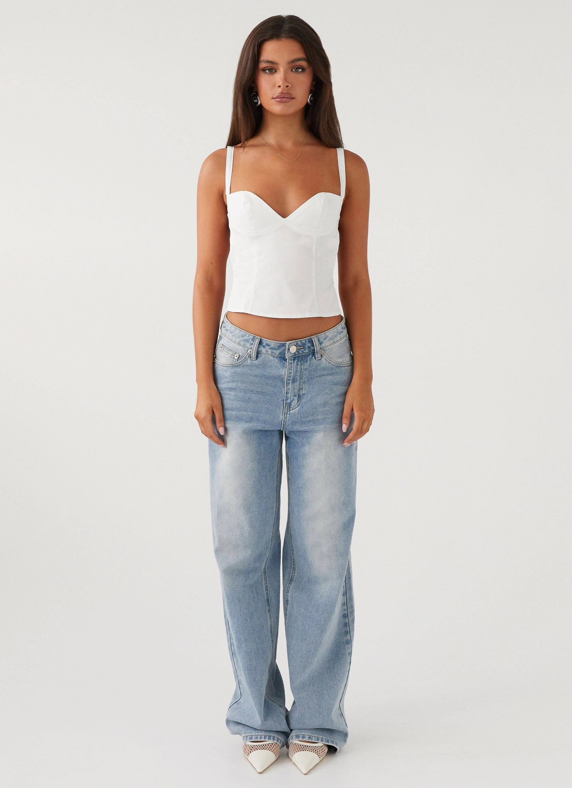 Naomi Backless Top - White Bluesign Approved Material