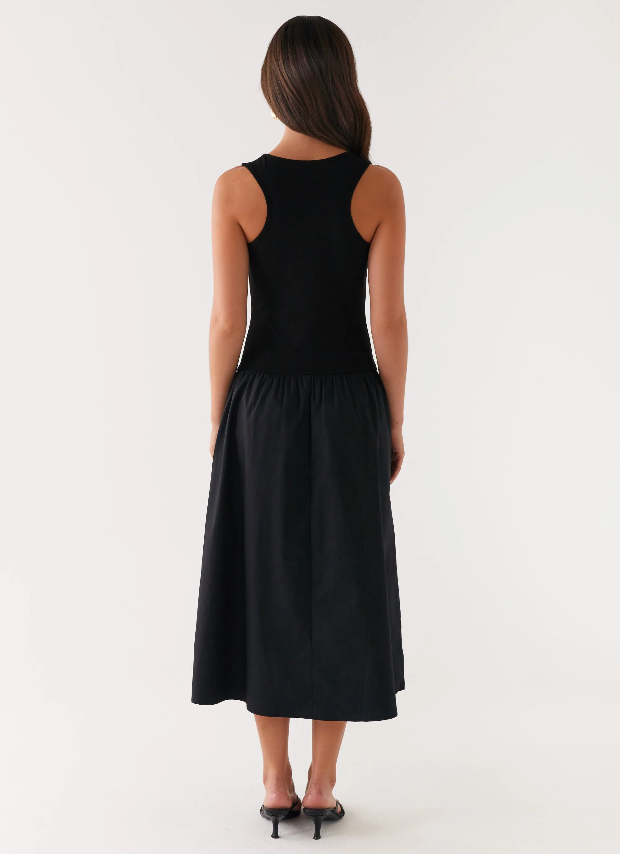 Duchess Midi Dress - Black Printed-Fabric