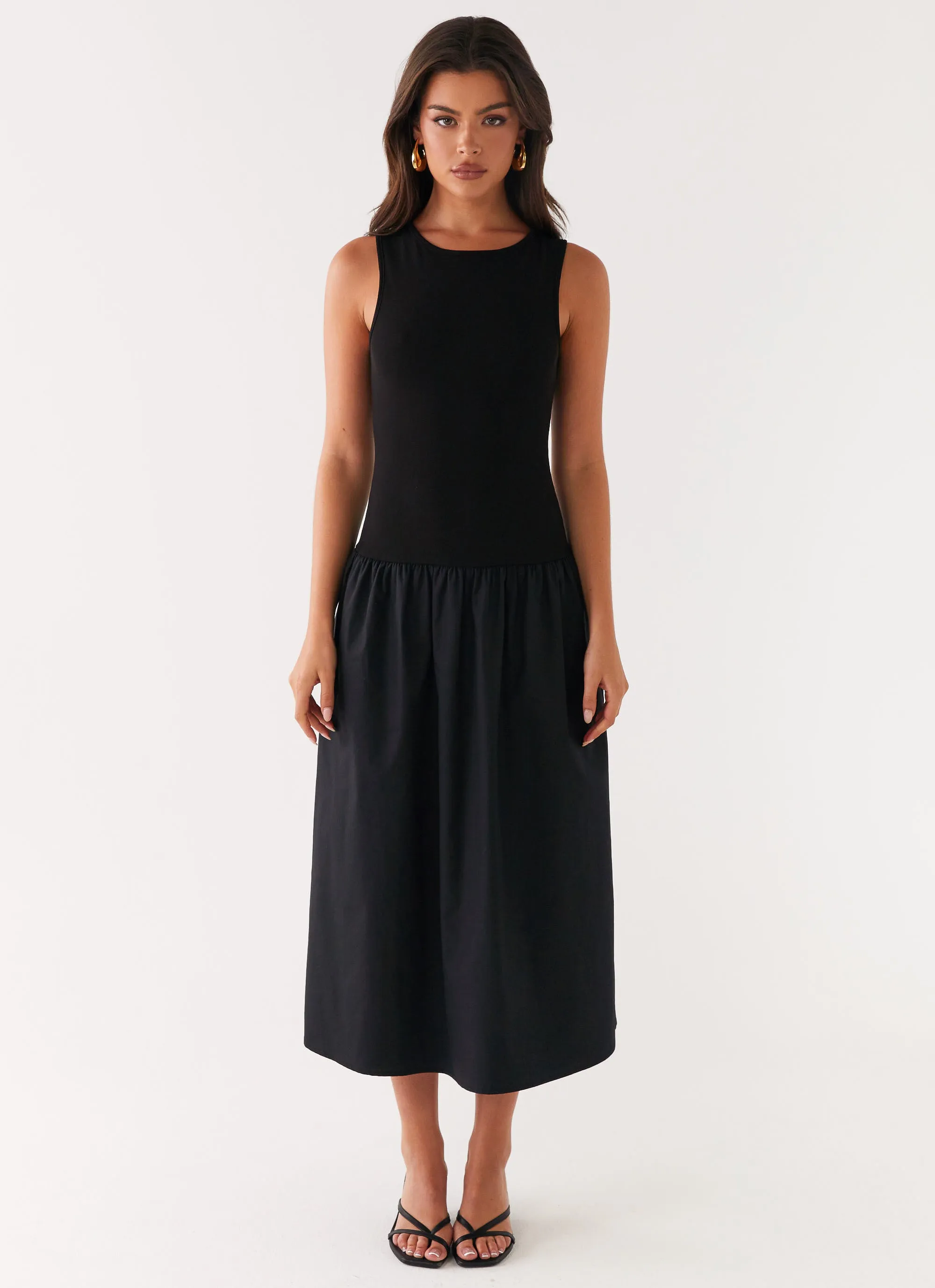 Duchess Midi Dress - Black Stylish and Simple Dreamy Drape