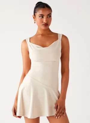 Drape Wave Dune Whisper Mini Dress - Ivory