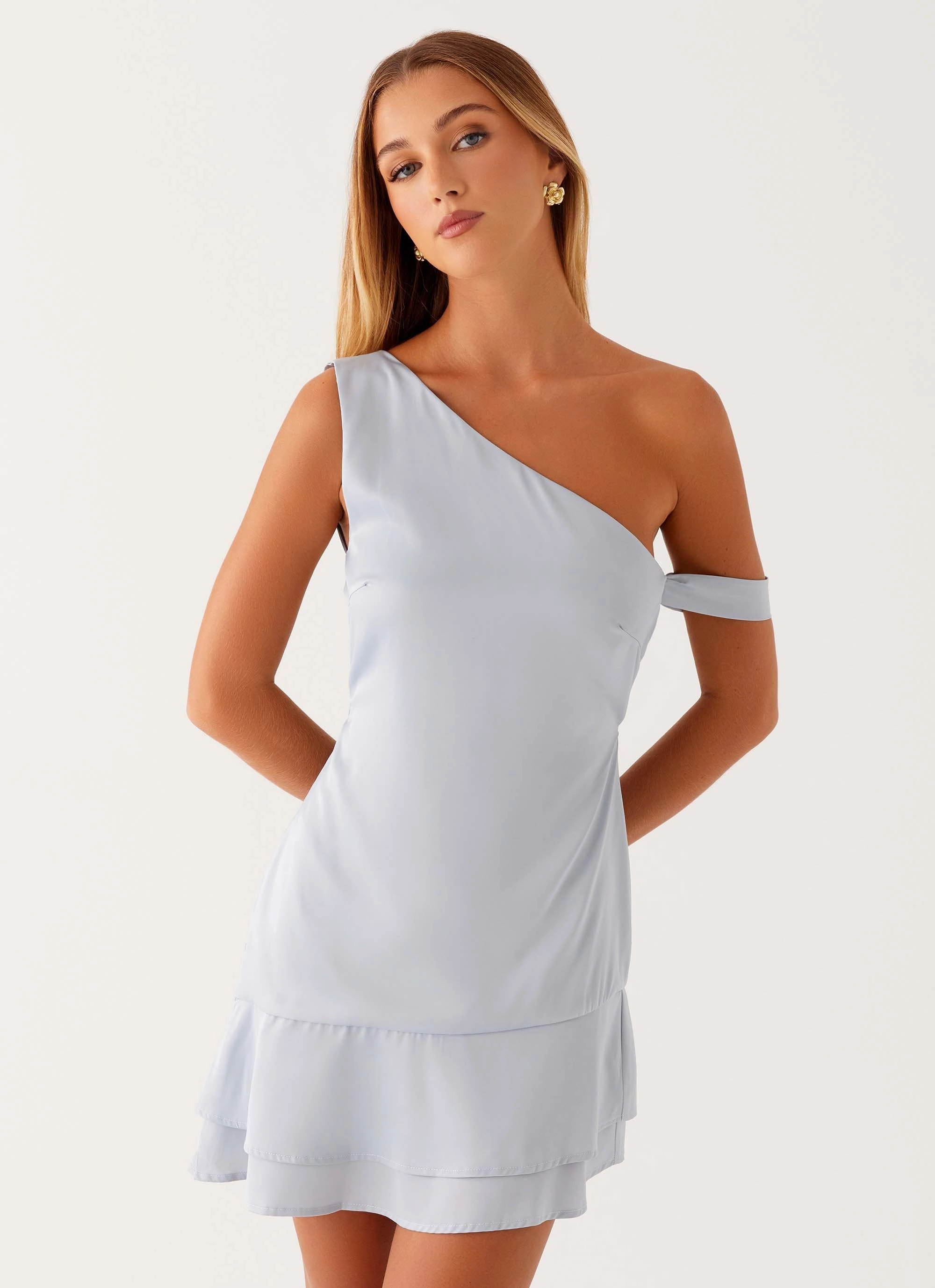 Formal Style TaglessDesign Dune Mini Dress - Heather Blue