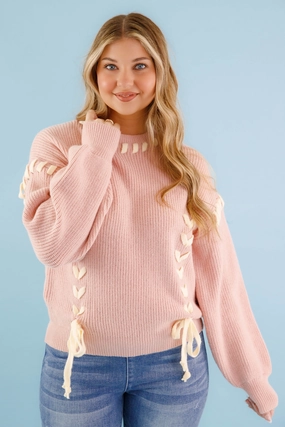 Moment In Time Sweater-Blush Stretch waistband