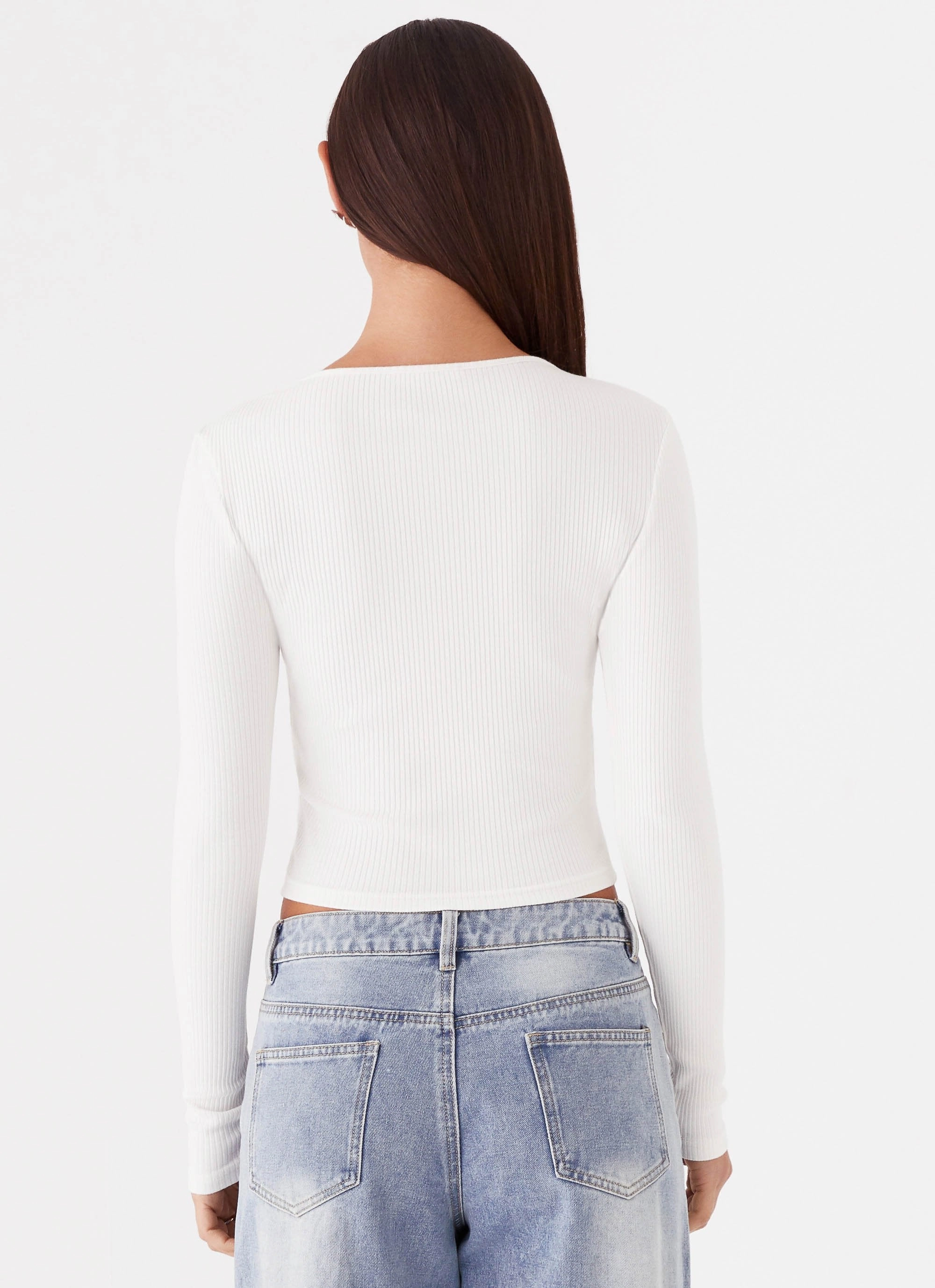 Quick Dry Fabric Cassius Long Sleeve Top - Ivory