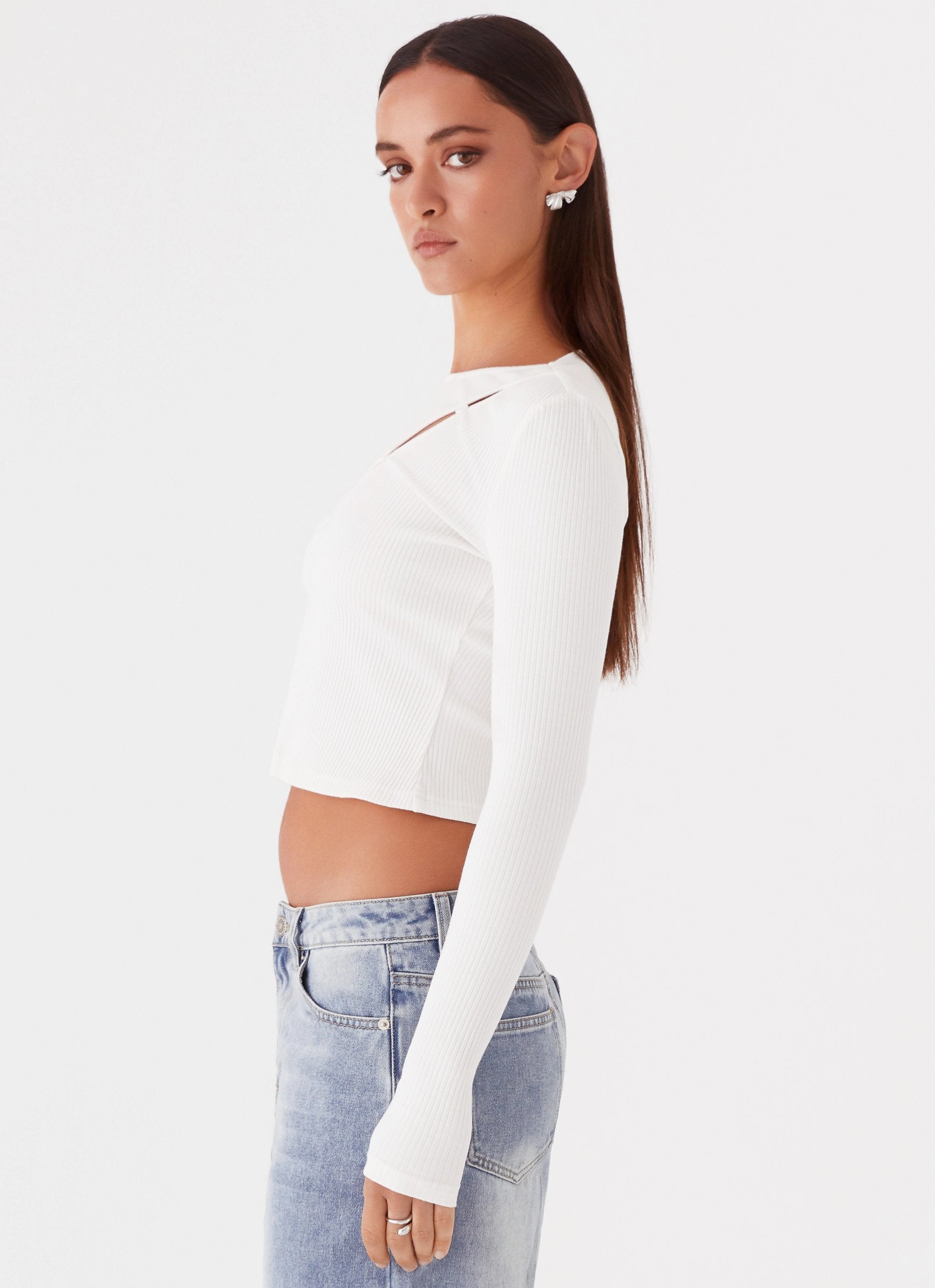 Cassius Long Sleeve Top - Ivory Compact Thermal Insulation DoubleStitchedSeams