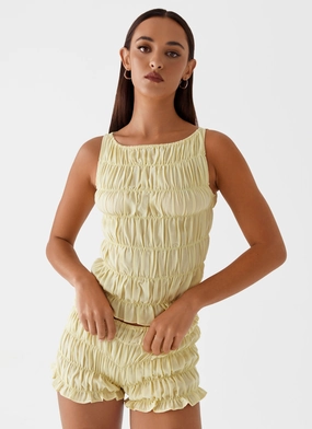 Messina Ruched Tank Top - Yellow Soft Inner Lining