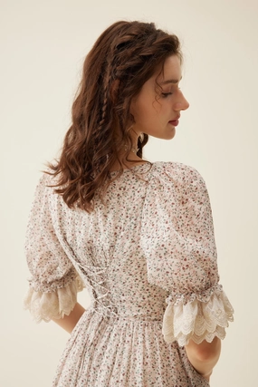Easy Stretch Elowen 27 | Lace Linen dress gown ( 2 way to wear )