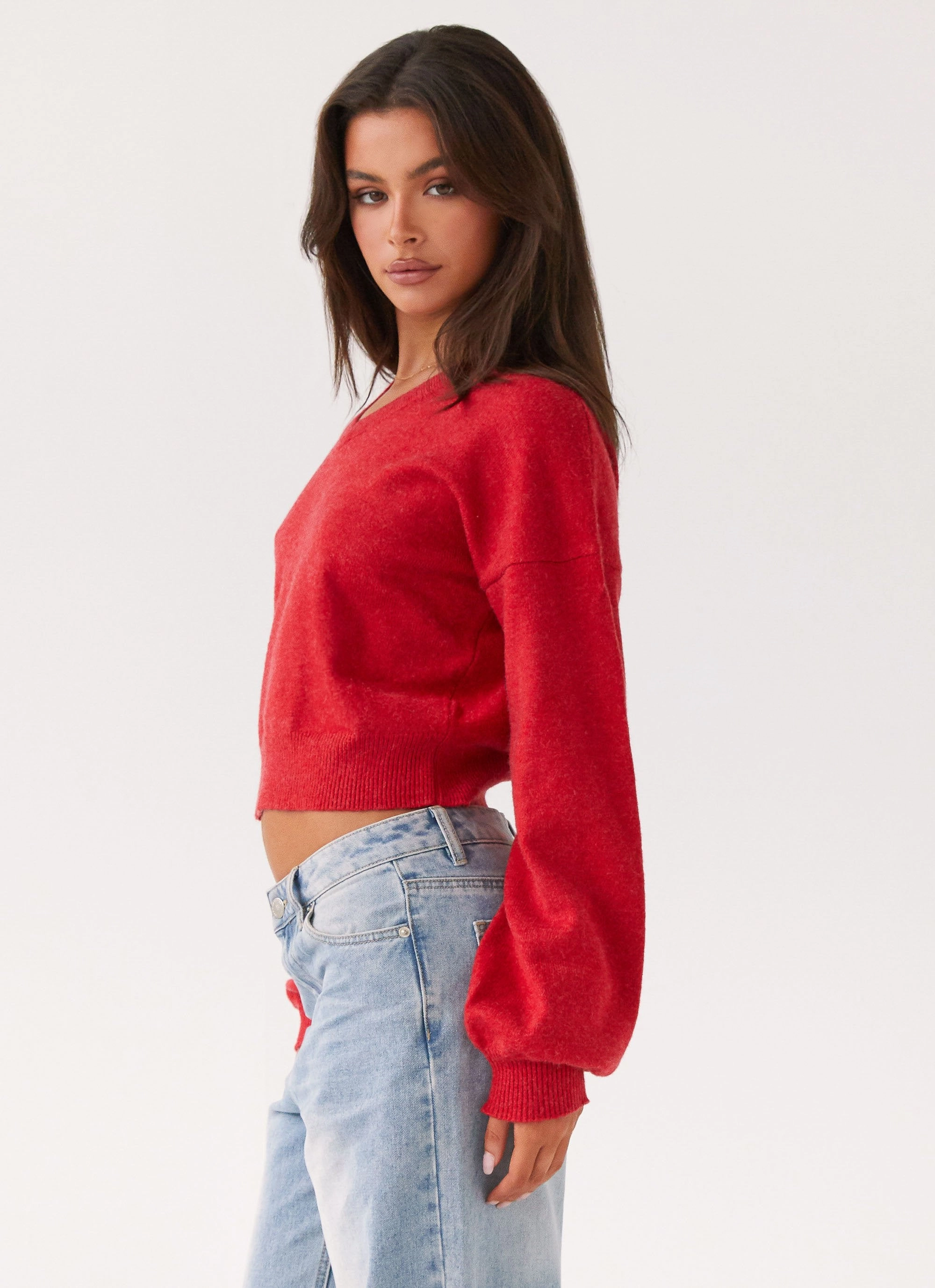 Deserve Me Knit Top - Cherry Airflow Ventilation Zones Sporty Sweatshirt