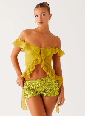 Dylan Off Shoulder Top - Lime BreathableFabricTech