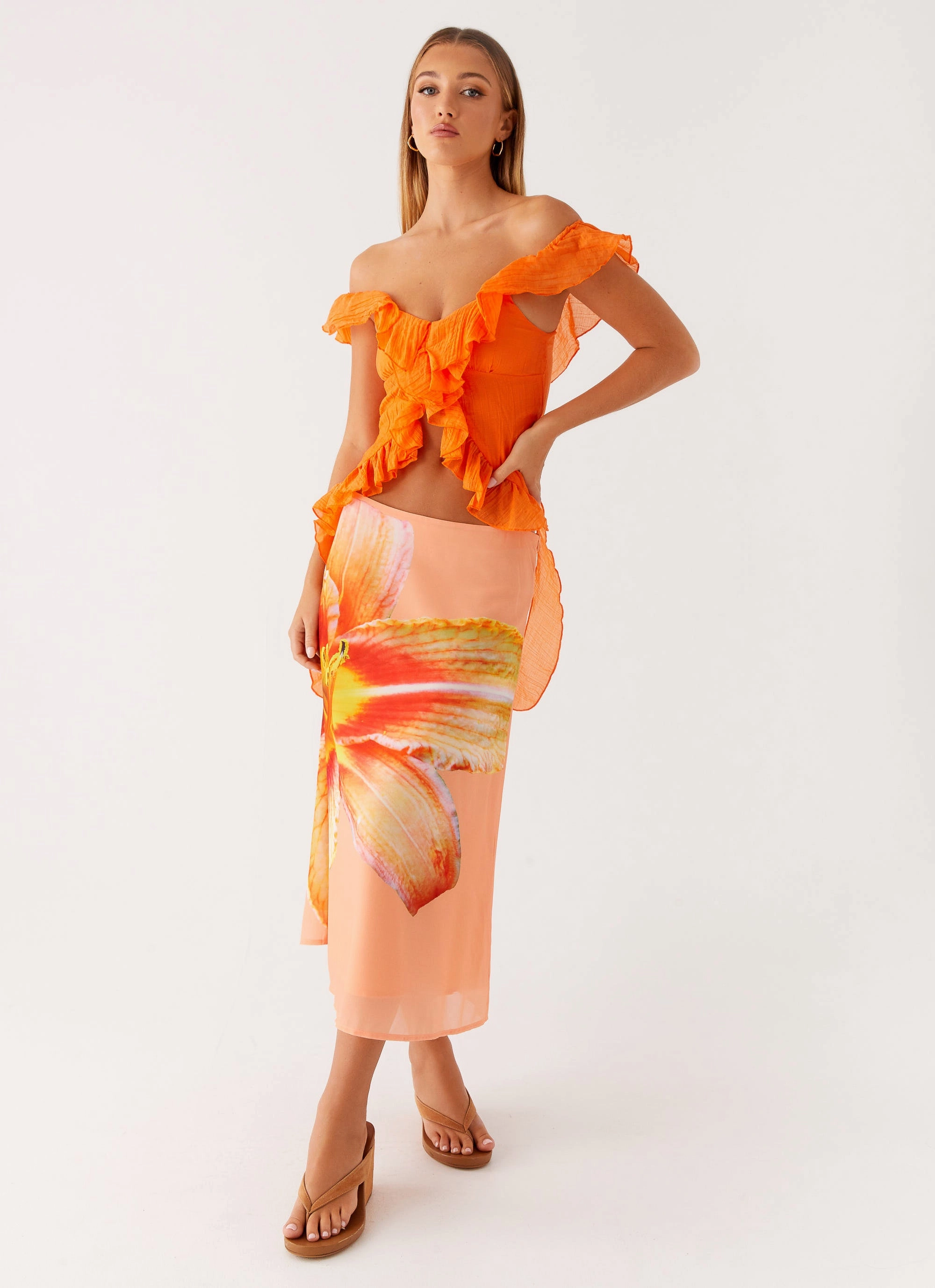 Dylan Off Shoulder Top - Orange Odor Neutralizing Technology
