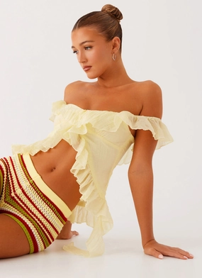 Dylan Off Shoulder Top - Yellow Reinforced Shoulders