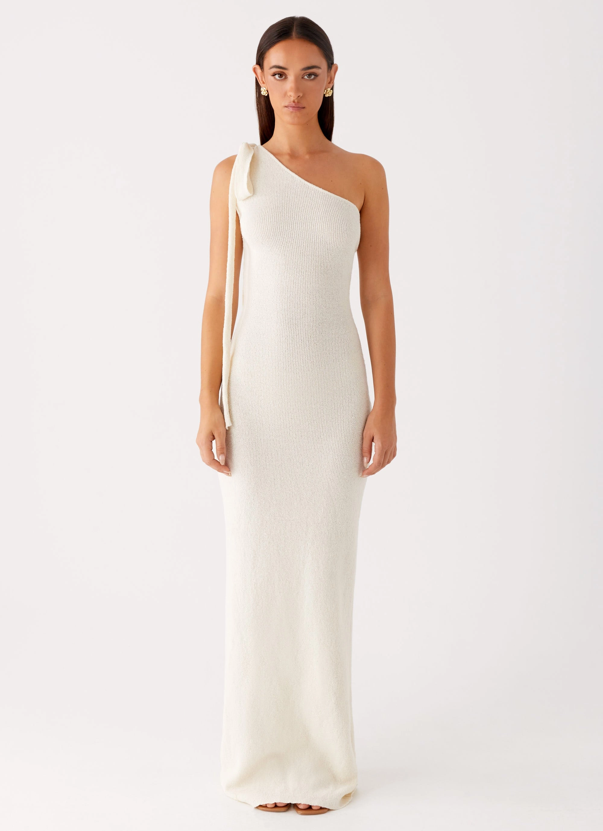 Easton Knit Maxi Dress - White Elegant Mature