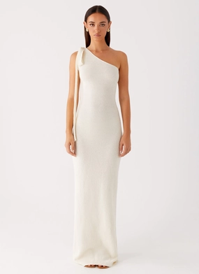 Easton Knit Maxi Dress - White Elegant Mature