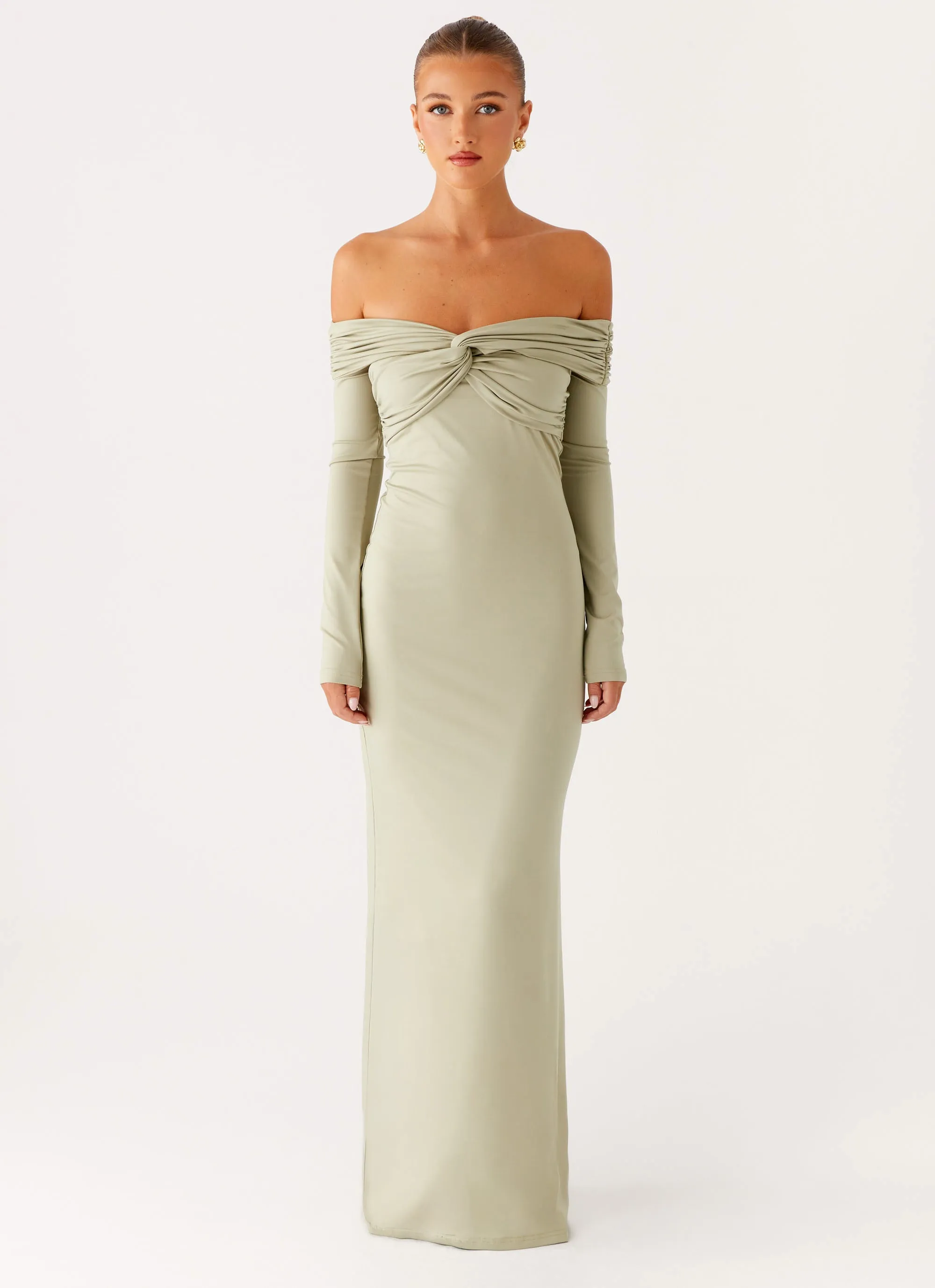 Relax Fit Marla Long Sleeve Maxi Dress - Sage