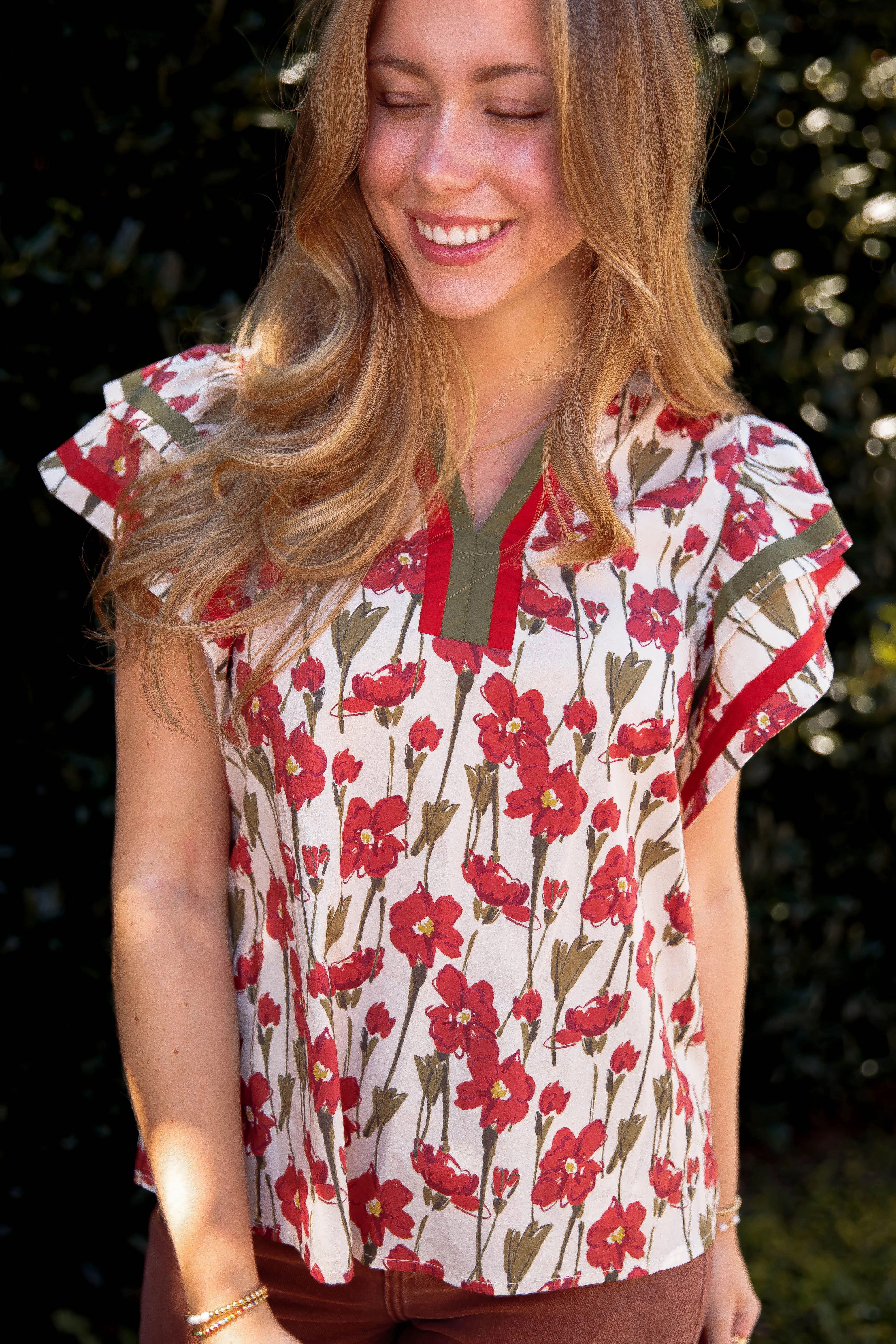 Gentle On My Mind Blouse Adaptive Waistband DoubleLayered Collar